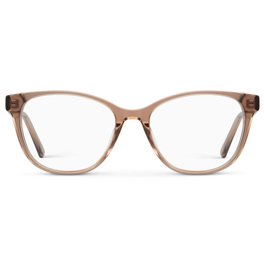 Light Brown || Women's Cat-Eye Eyeglasses with Light Brown Acetate Frame and Clear Prescription Lens