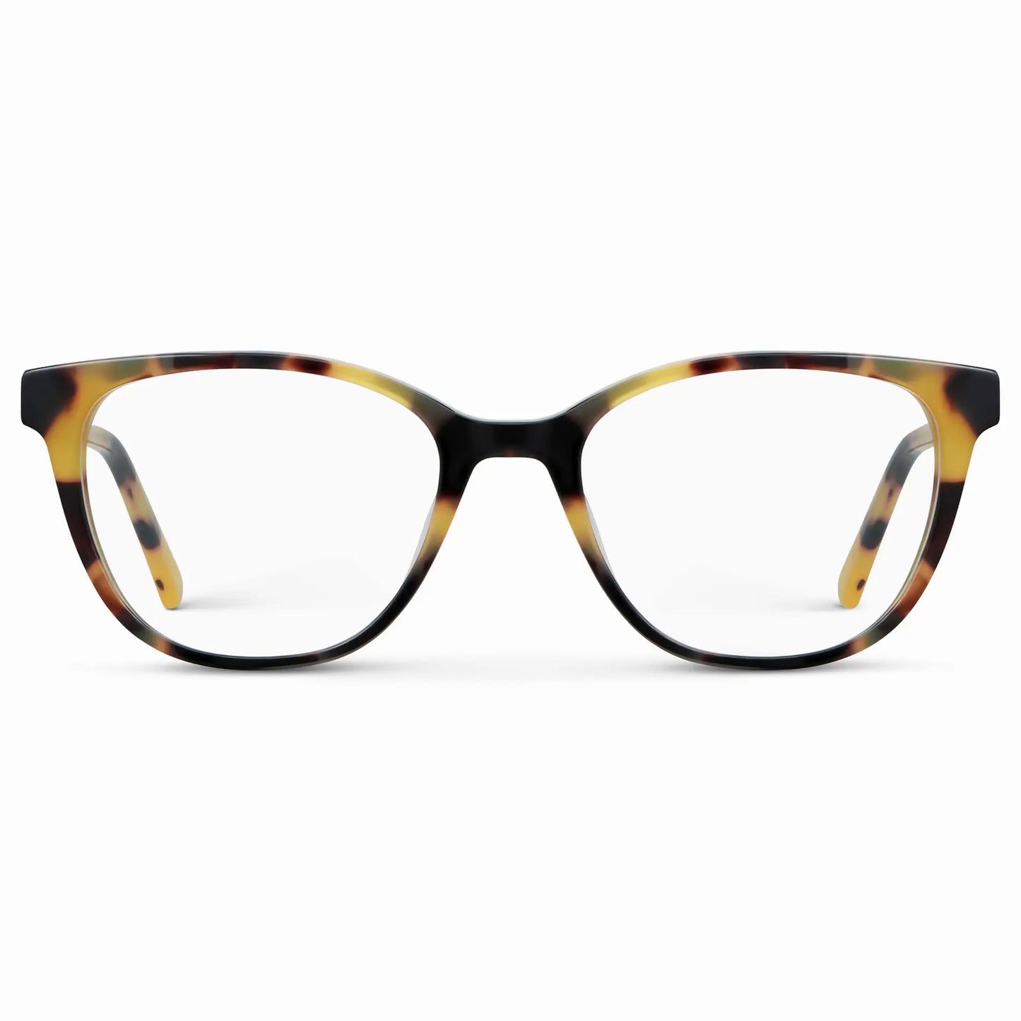 Dune Tortoise || Women's Cat-Eye Eyeglasses with Dune Tortoise Acetate Frame and Clear Prescription Lens on a white background