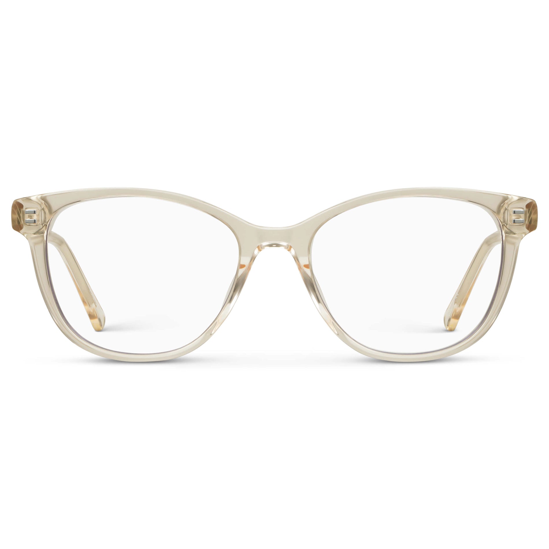 Light Yellow || Women's Cat-Eye Eyeglasses with Light Yellow Acetate Frame and Clear Prescription Lens