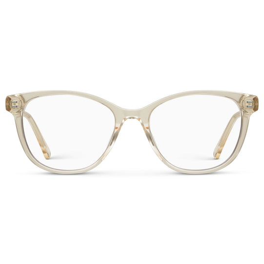 Light Yellow || Women's Cat-Eye Eyeglasses with Light Yellow Acetate Frame and Clear Prescription Lens