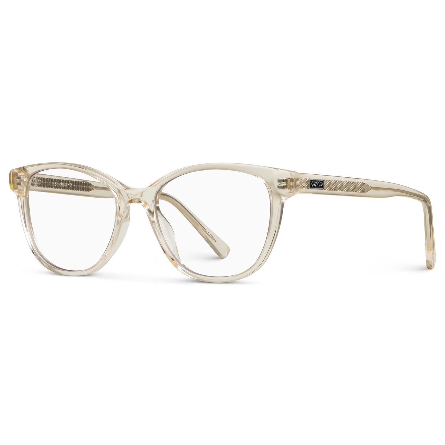 Light Yellow || Women's Cat-Eye Eyeglasses with Light Yellow Acetate Frame and Clear Prescription Lens