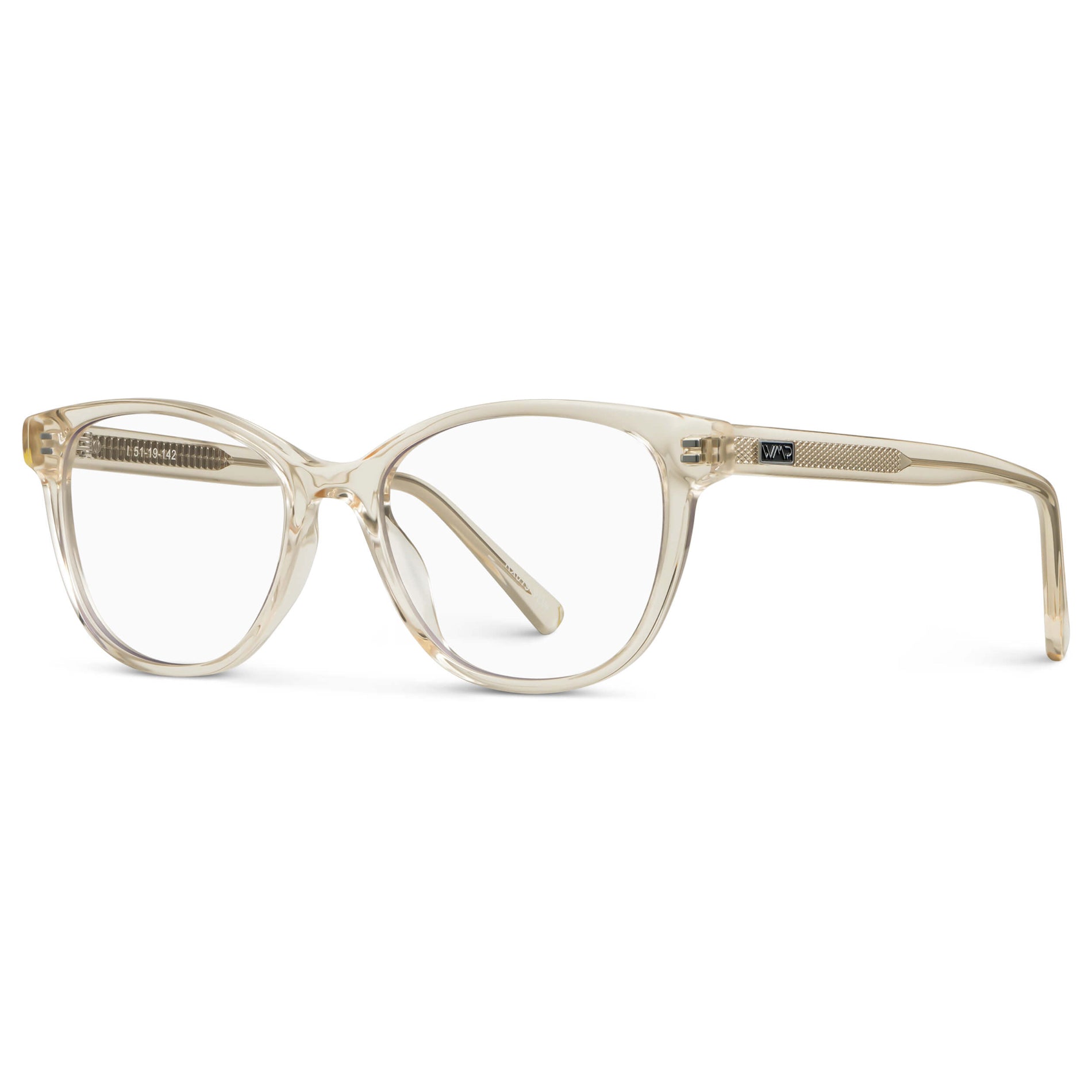 Light Yellow || Women's Cat-Eye Eyeglasses with Light Yellow Acetate Frame and Clear Prescription Lens