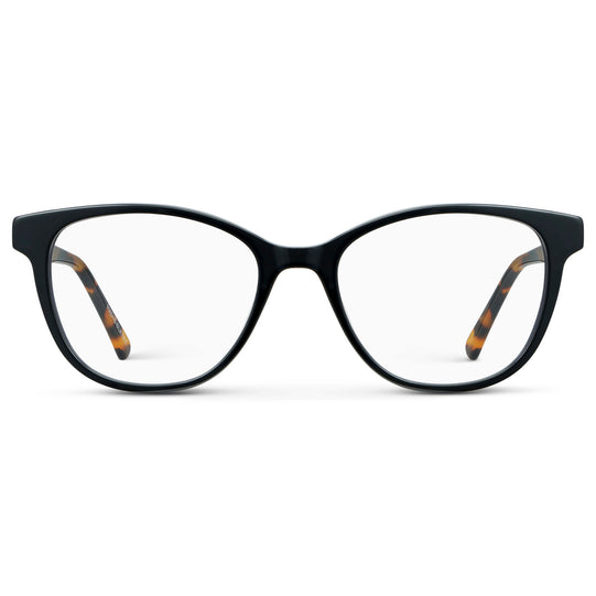 Black Autumn Tortoise || Women's Cat-Eye Blue Light Blocking Glasses with Black Autumn Tortoise Frame and Clear Lens