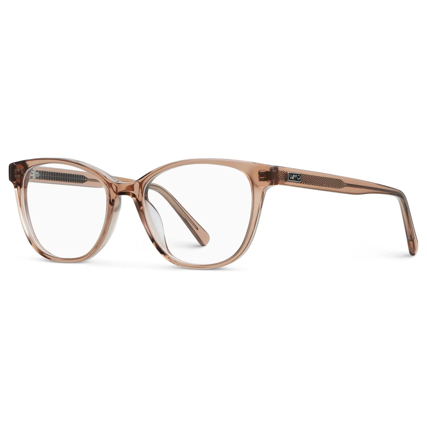 Light Brown || Side view of Women's Cat-Eye Blue Light Blocking Glasses with Light Brown Acetate Frame and Clear Lens on a white background 