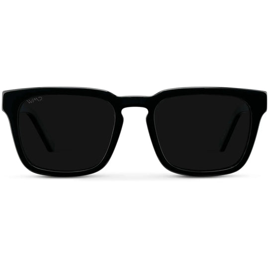 Black / Triple Black Lens || Men's Sleek Square Sunglasses with Black Acetate Frame and Triple Black Polarized Lens