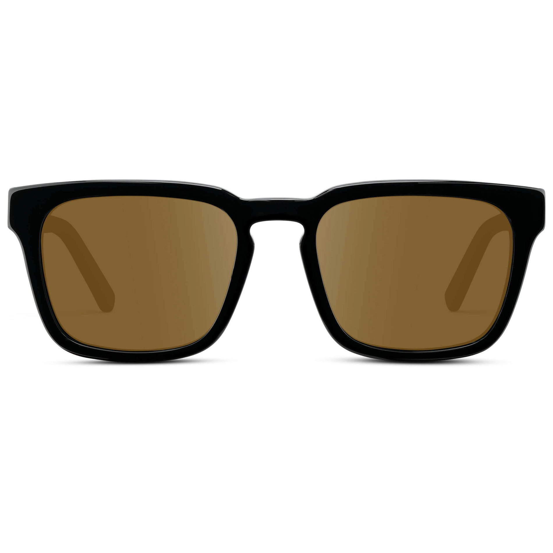 Black / Amber || Men's Sleek Square Prescription Sunglasses with Black Acetate Frame and Amber Prescription Lens
