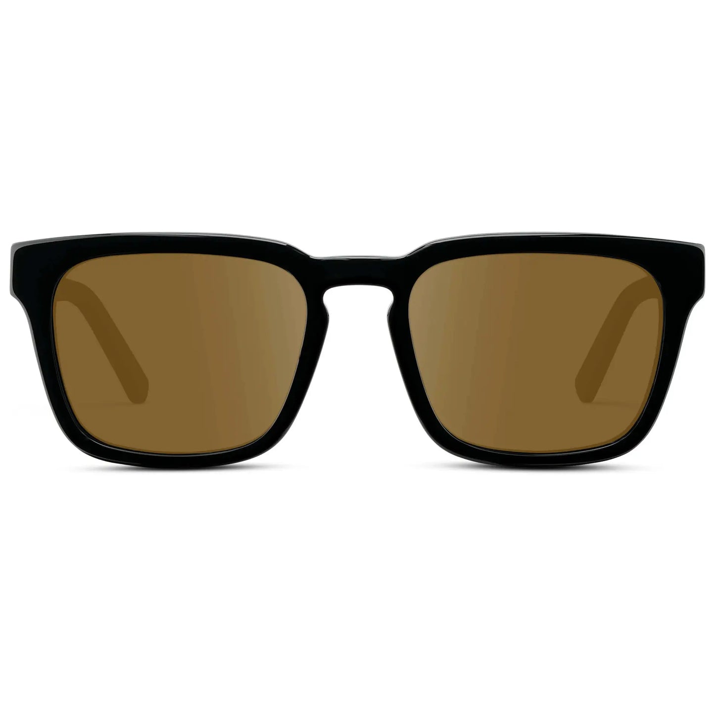 Black / Amber || Men's Sleek Square Prescription Sunglasses with Black Acetate Frame and Amber Prescription Lens