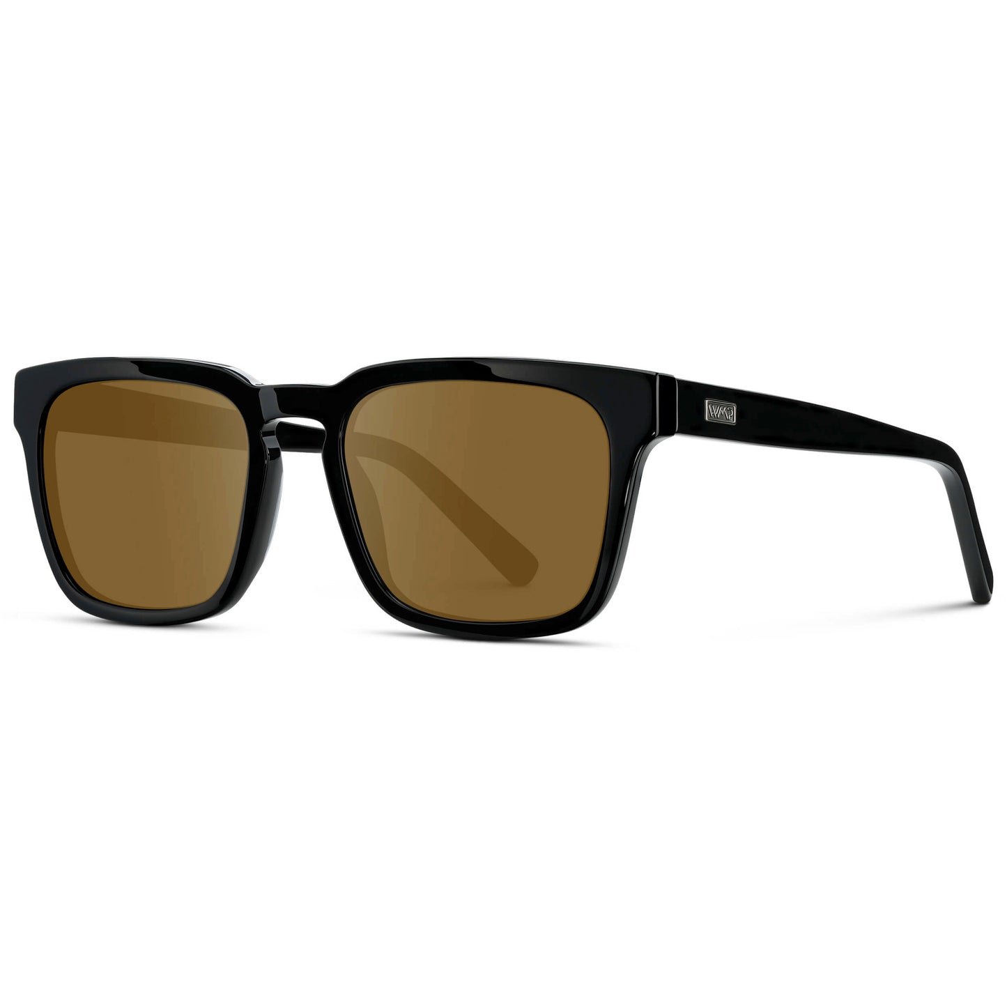 Black / Amber || Men's Sleek Square Prescription Sunglasses with Black Acetate Frame and Amber Prescription Lens