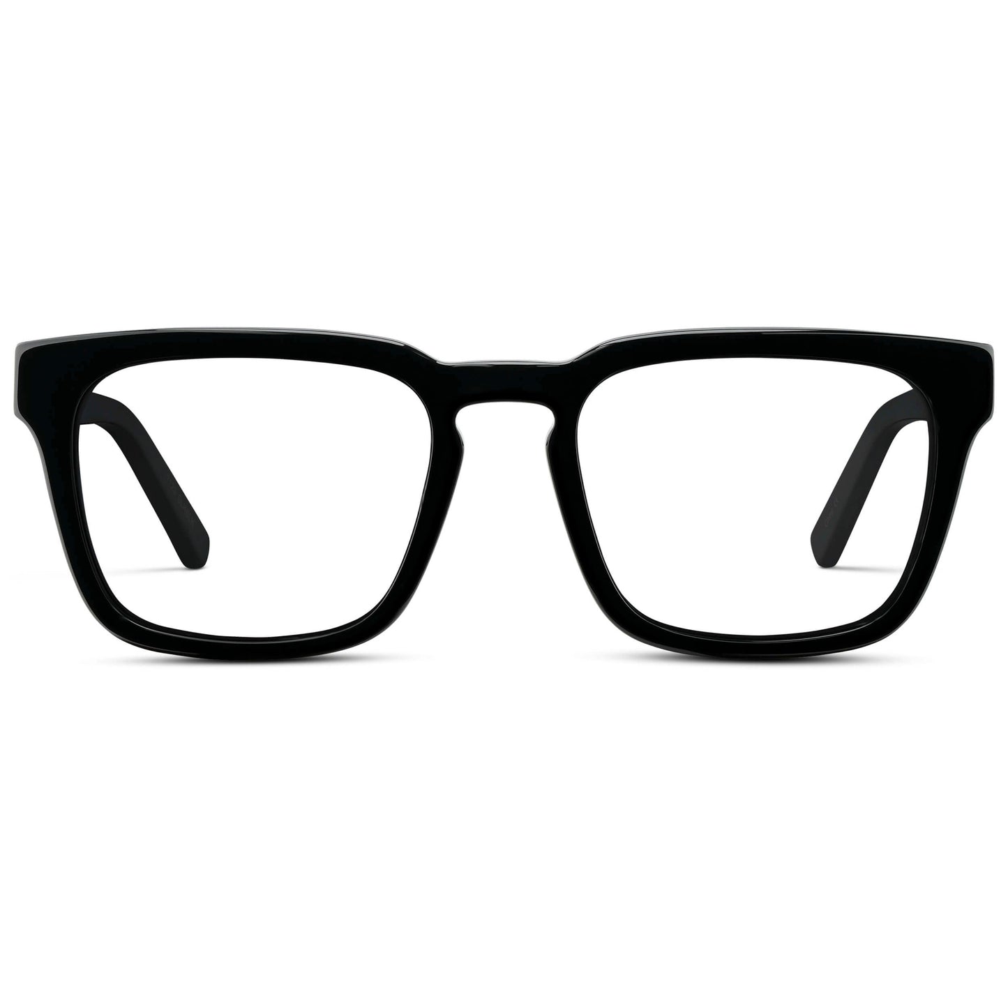 Black || Men's Sleek Square Eyeglasses with Black Acetate Frame and Clear Prescription Lens