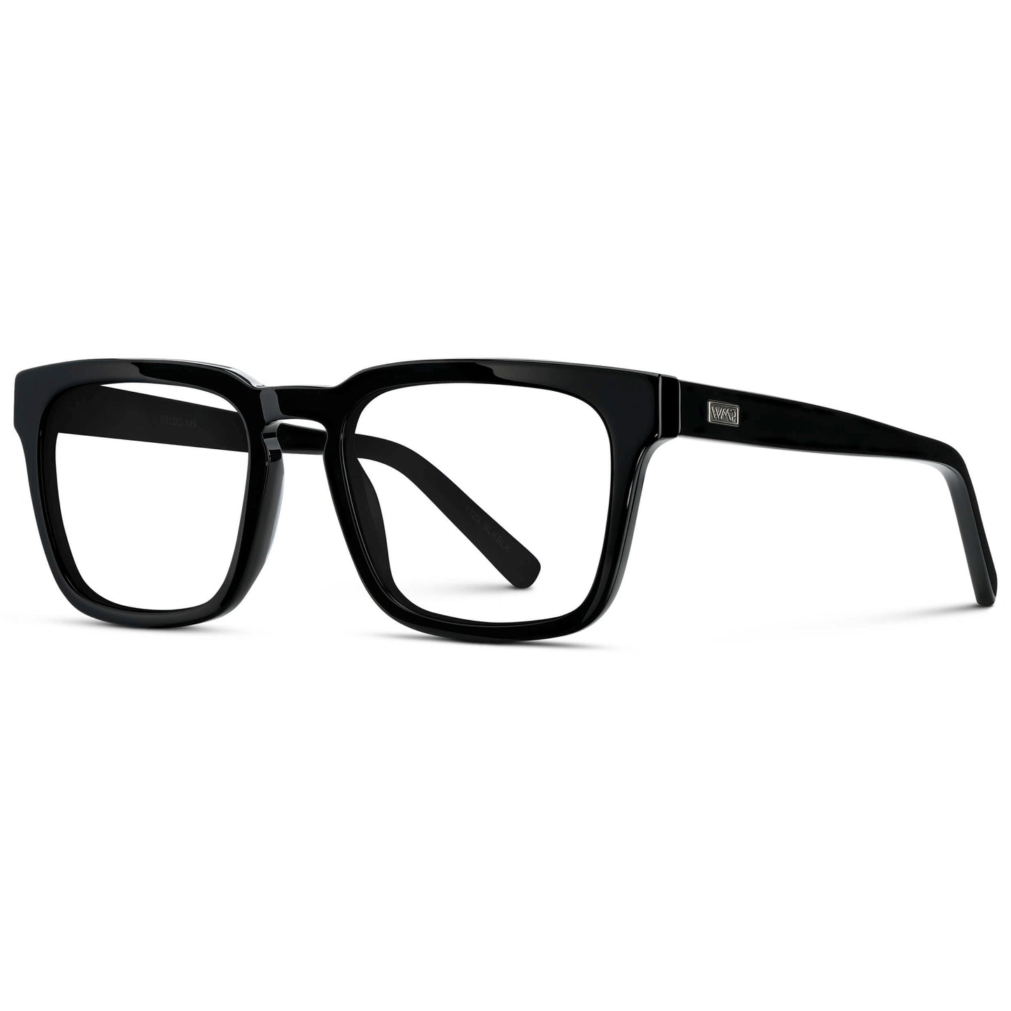 Black || Men's Sleek Square Eyeglasses with Black Acetate Frame and Clear Prescription Lens