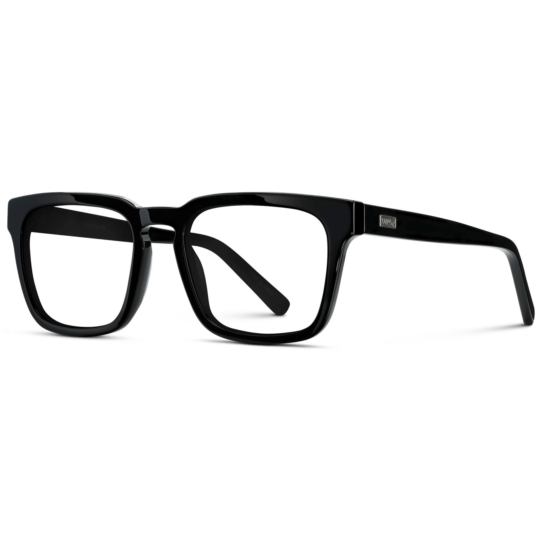 Black || Men's Sleek Square Eyeglasses with Black Acetate Frame and Clear Prescription Lens