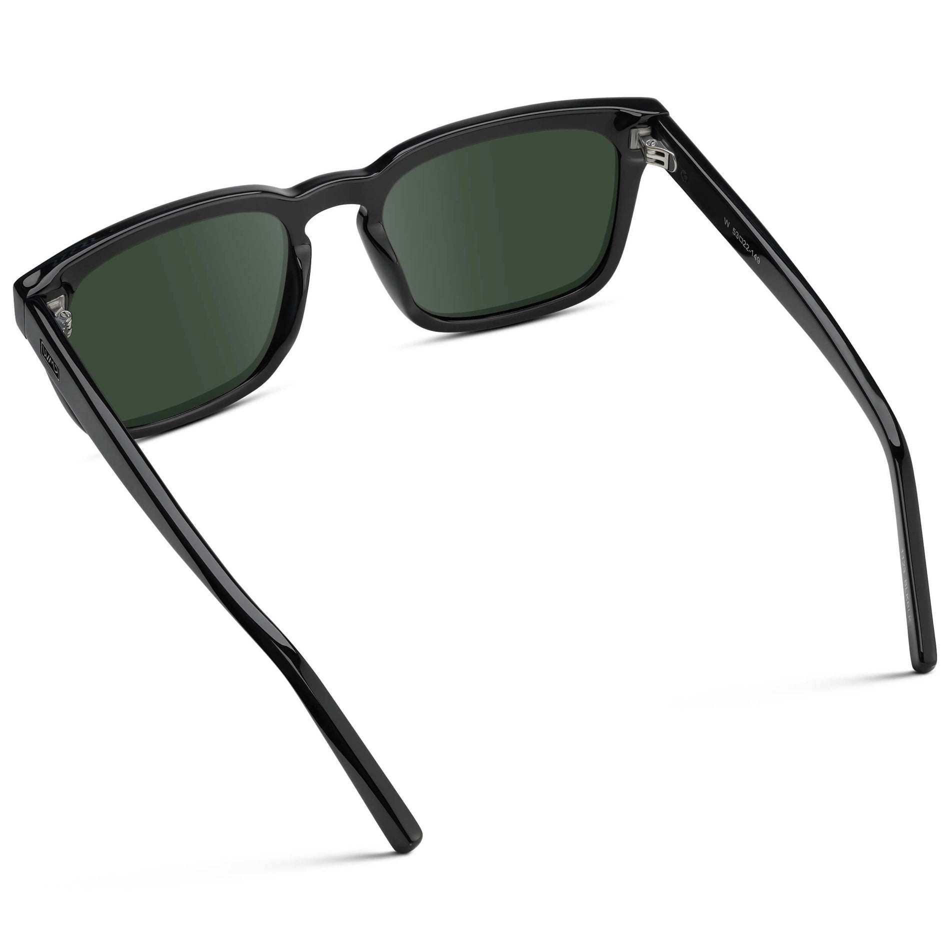 Black / G15 || Men's Sleek Square Prescription Sunglasses with Black Acetate Frame and Green Prescription Lens