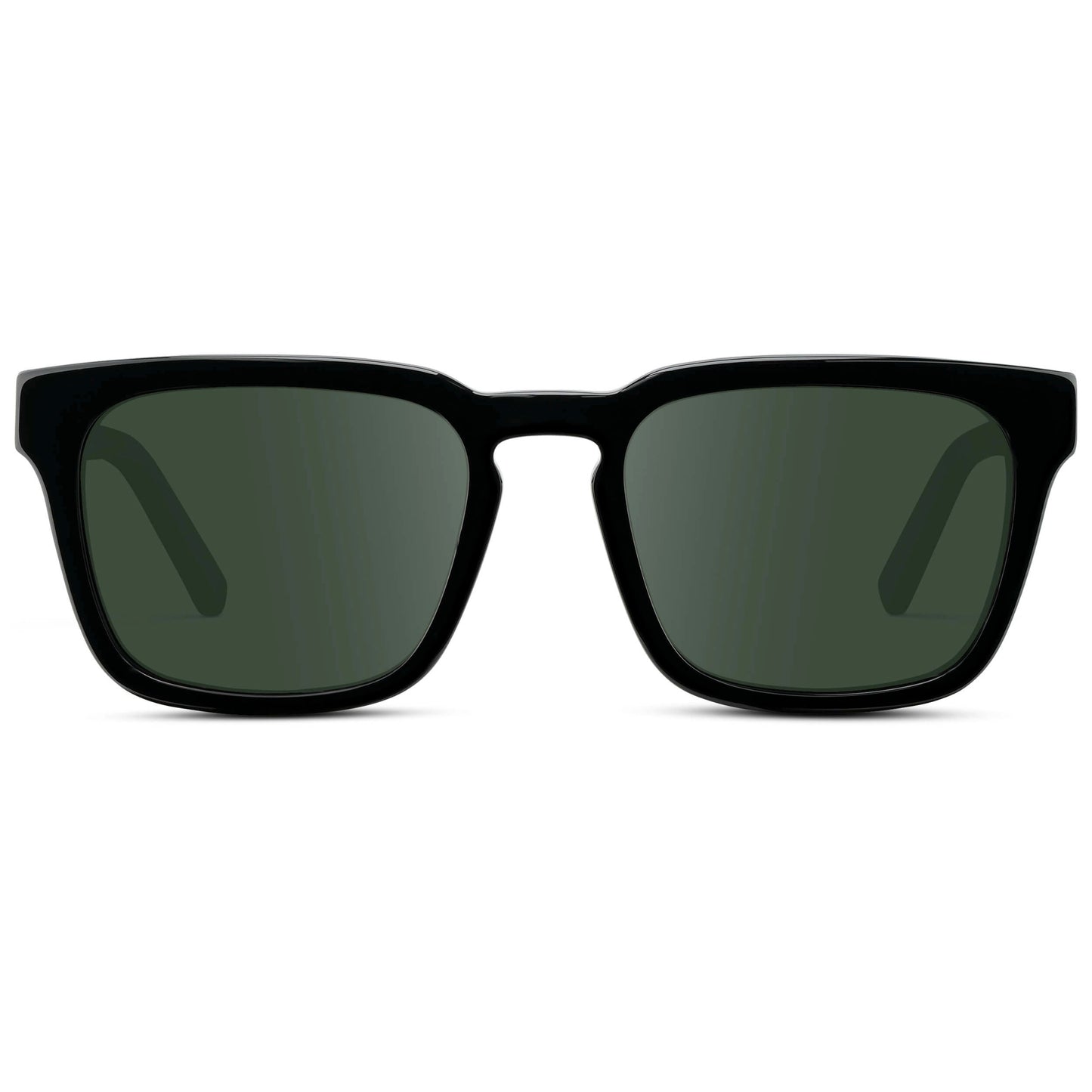 Black / G15 || Men's Sleek Square Prescription Sunglasses with Black Acetate Frame and Green Prescription Lens