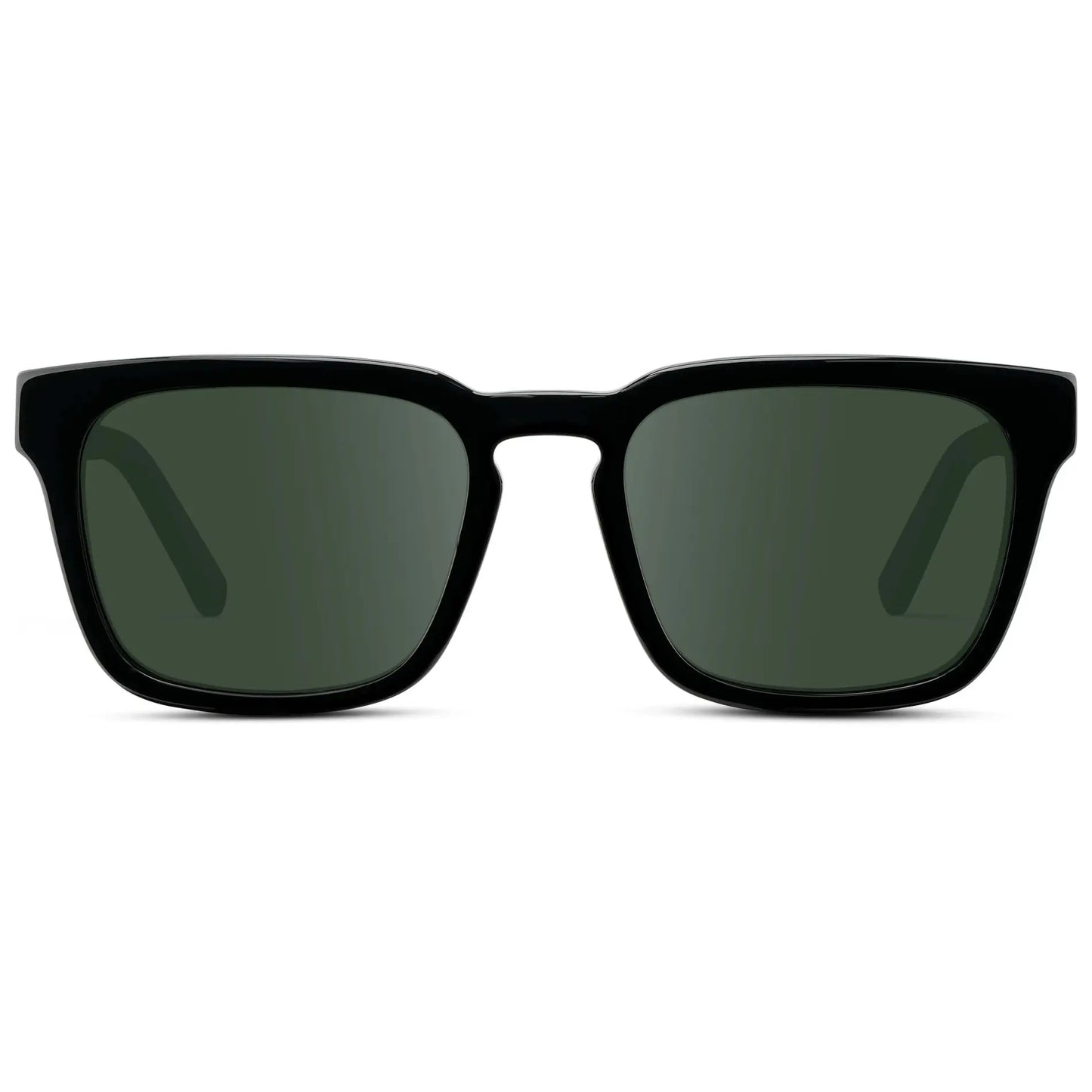 Black / G15 || Men's Sleek Square Prescription Sunglasses with Black Acetate Frame and Green Prescription Lens