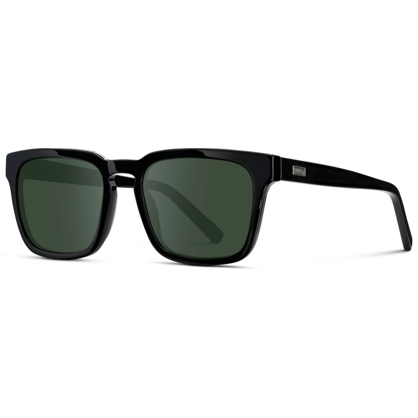 Black / G15 || Men's Sleek Square Prescription Sunglasses with Black Acetate Frame and Green Prescription Lens