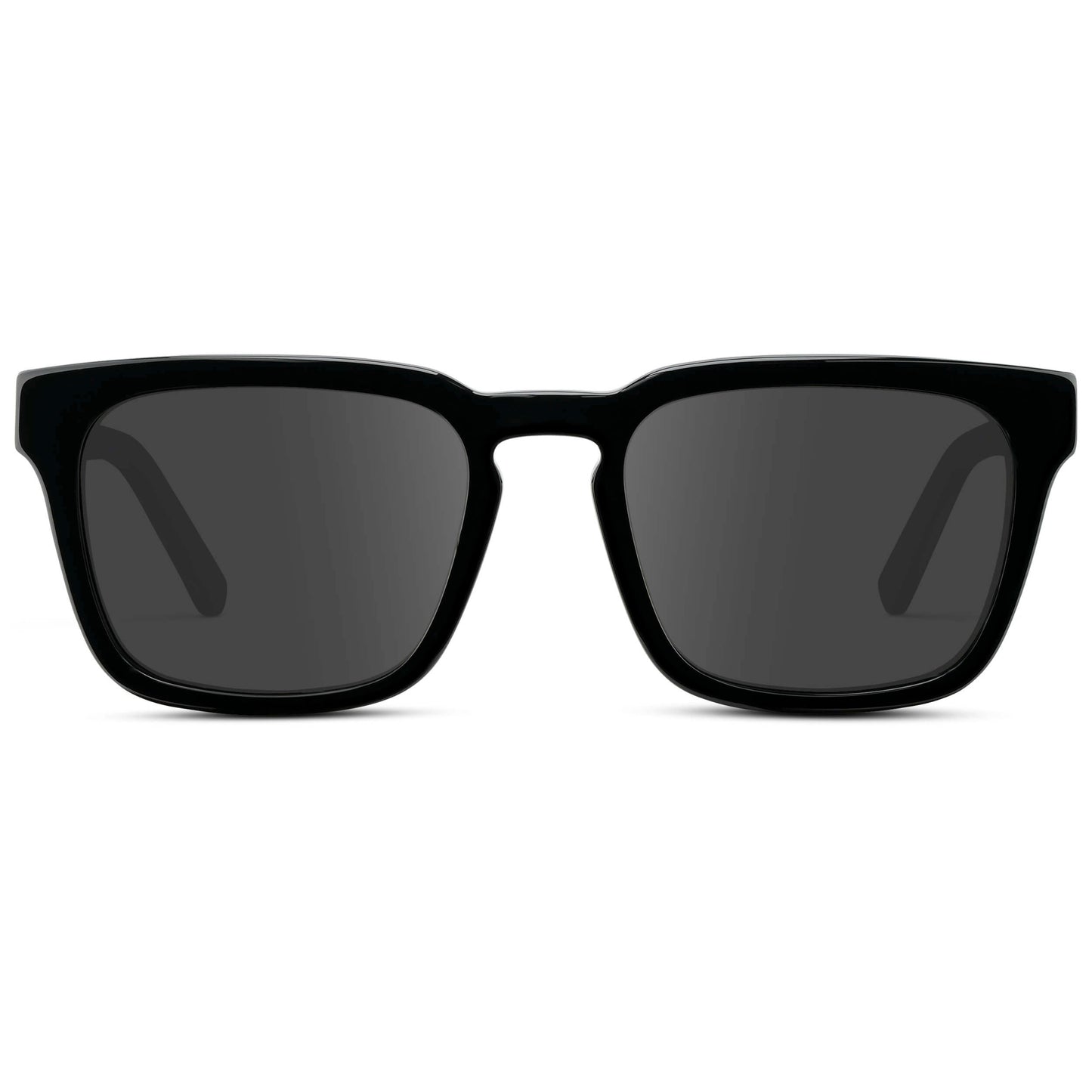 Black / Grey || Men's Sleek Square Prescription Sunglasses with Black Acetate Frame and Grey Prescription Lens
