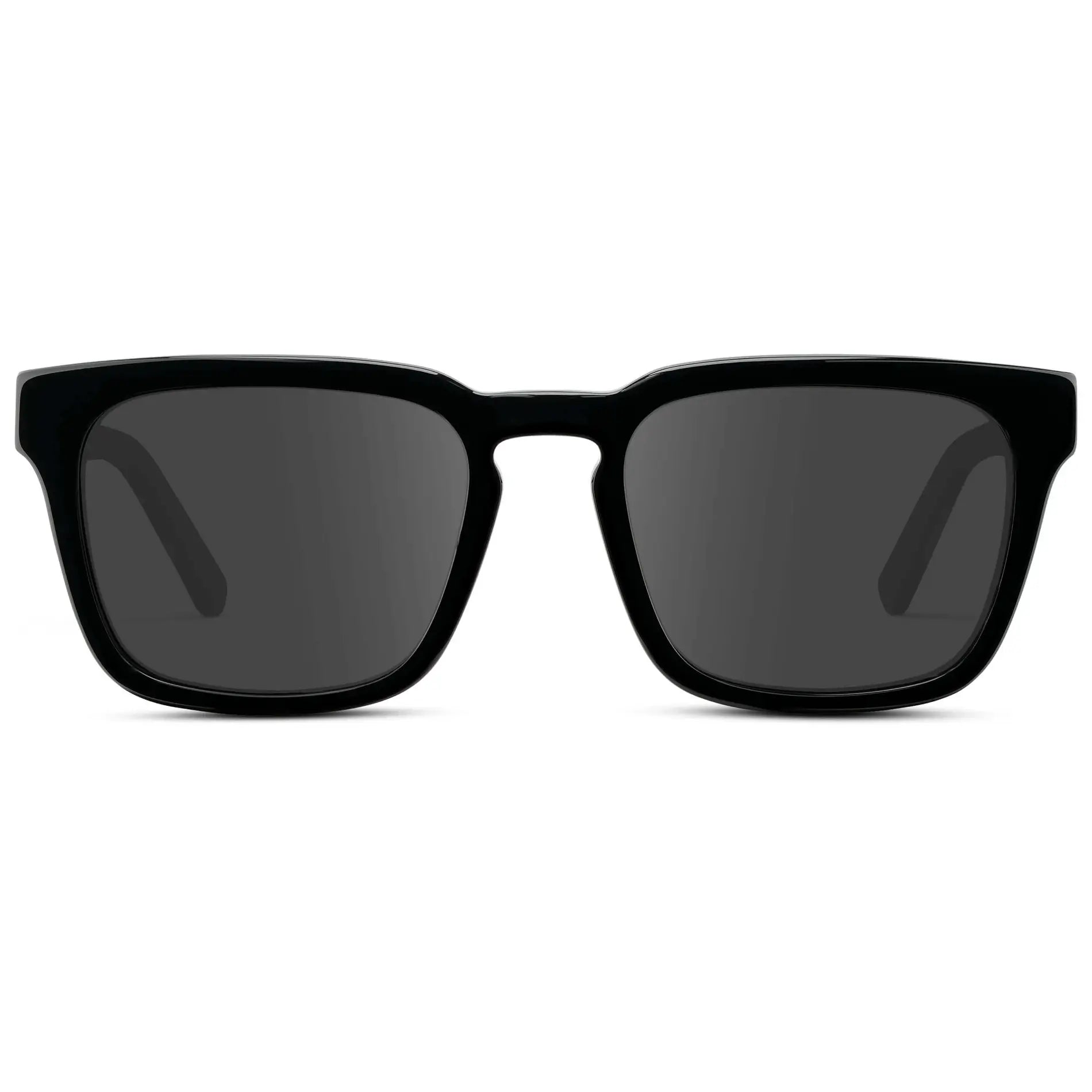 Black / Grey || Men's Sleek Square Prescription Sunglasses with Black Acetate Frame and Grey Prescription Lens