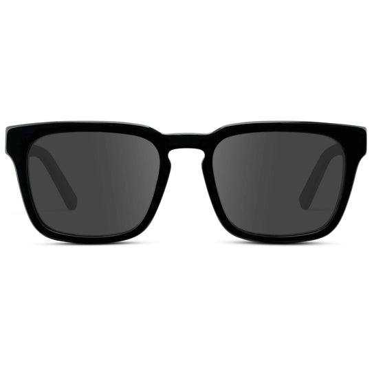 Black / Grey || Men's Sleek Square Prescription Sunglasses with Black Acetate Frame and Grey Prescription Lens