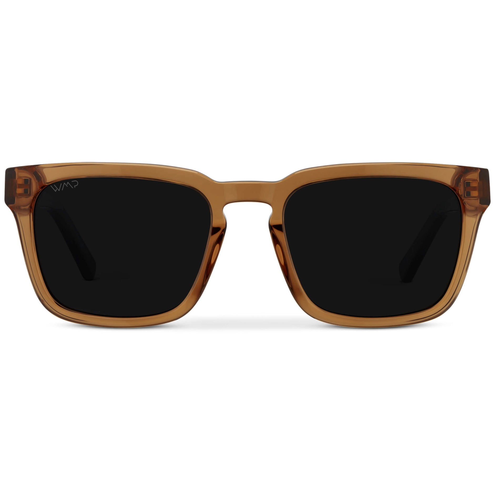 Crystal Brown / Triple Black Lens || Men's Sleek Square Sunglasses with Crystal Brown Acetate Frame and Triple Black Polarized Lens