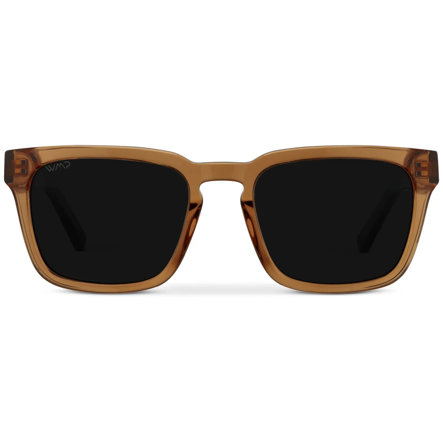 Crystal Brown / Triple Black Lens || Men's Sleek Square Sunglasses with Crystal Brown Acetate Frame and Triple Black Polarized Lens