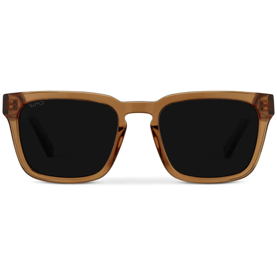 Crystal Brown / Triple Black Lens || Men's Sleek Square Sunglasses with Crystal Brown Acetate Frame and Triple Black Polarized Lens