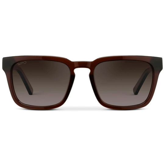 Burnt Cedar Brown / Brown Gradient Lens || Men's Sleek Square Sunglasses with Burnt Cedar Brown Acetate Frame and Brown Gradient Polarized Lens