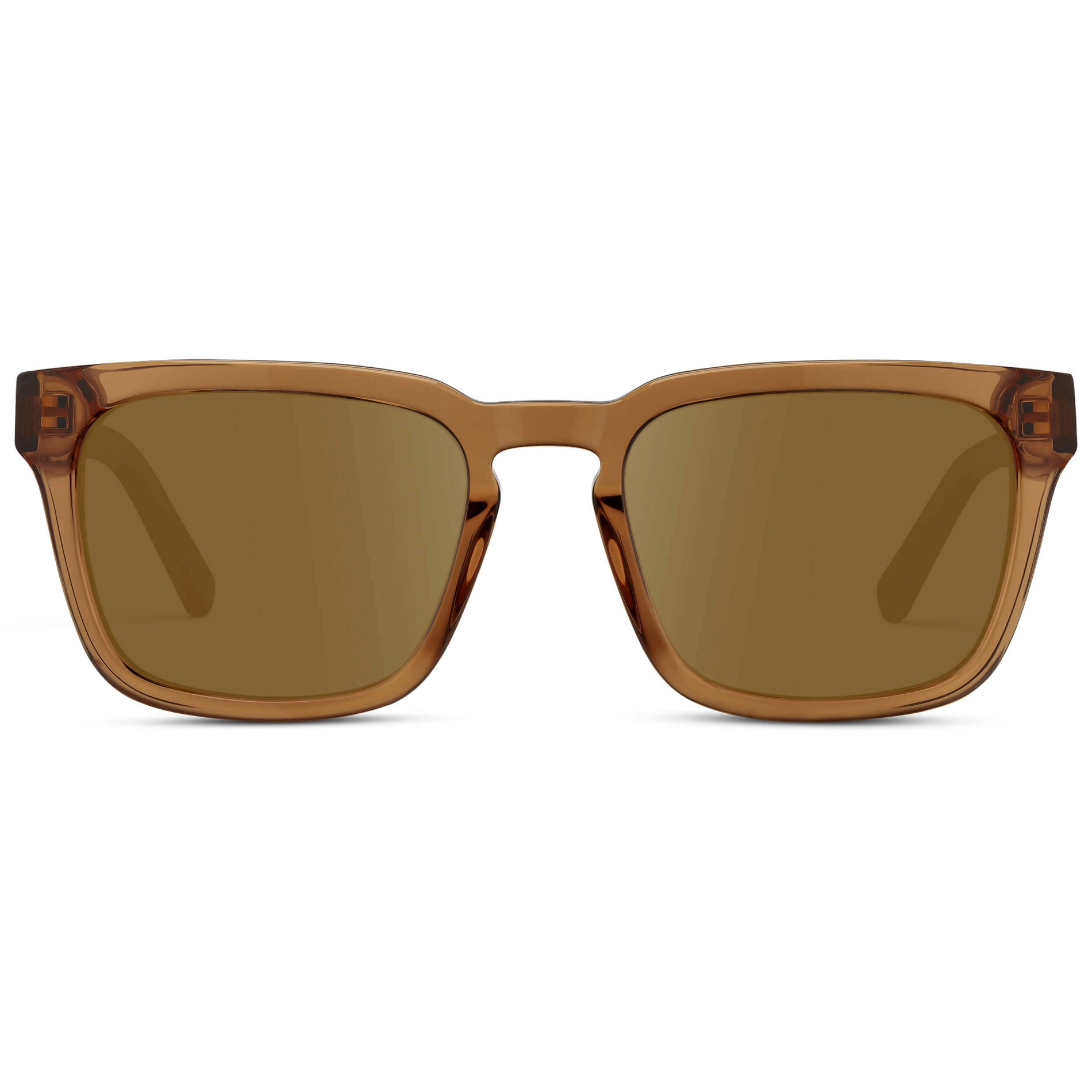 Crystal Brown / Amber || Men's Sleek Square Prescription Sunglasses with Crystal Brown Acetate Frame and Amber Prescription Lens