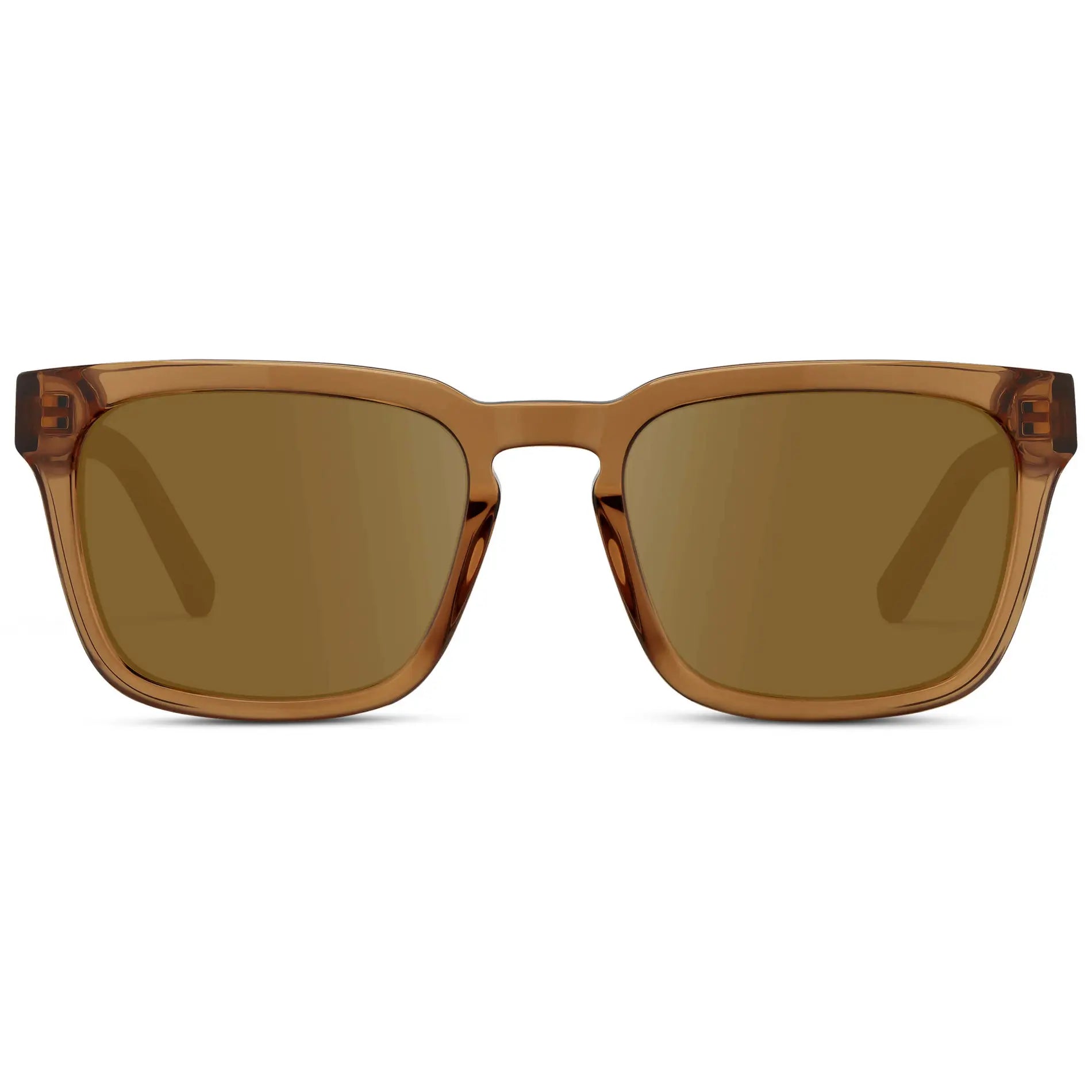 Crystal Brown / Amber || Men's Sleek Square Prescription Sunglasses with Crystal Brown Acetate Frame and Amber Prescription Lens