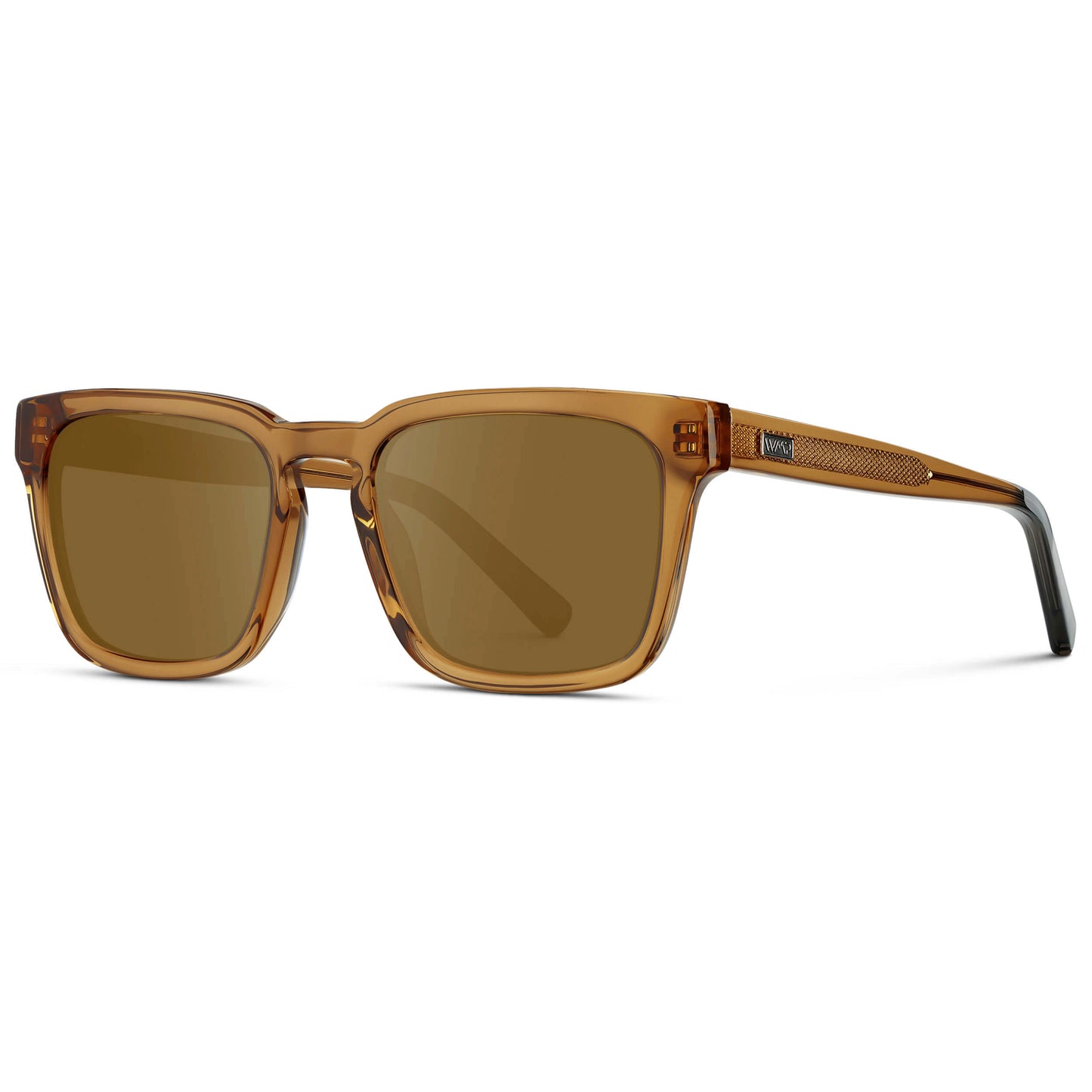 Crystal Brown / Amber || Men's Sleek Square Prescription Sunglasses with Crystal Brown Acetate Frame and Amber Prescription Lens