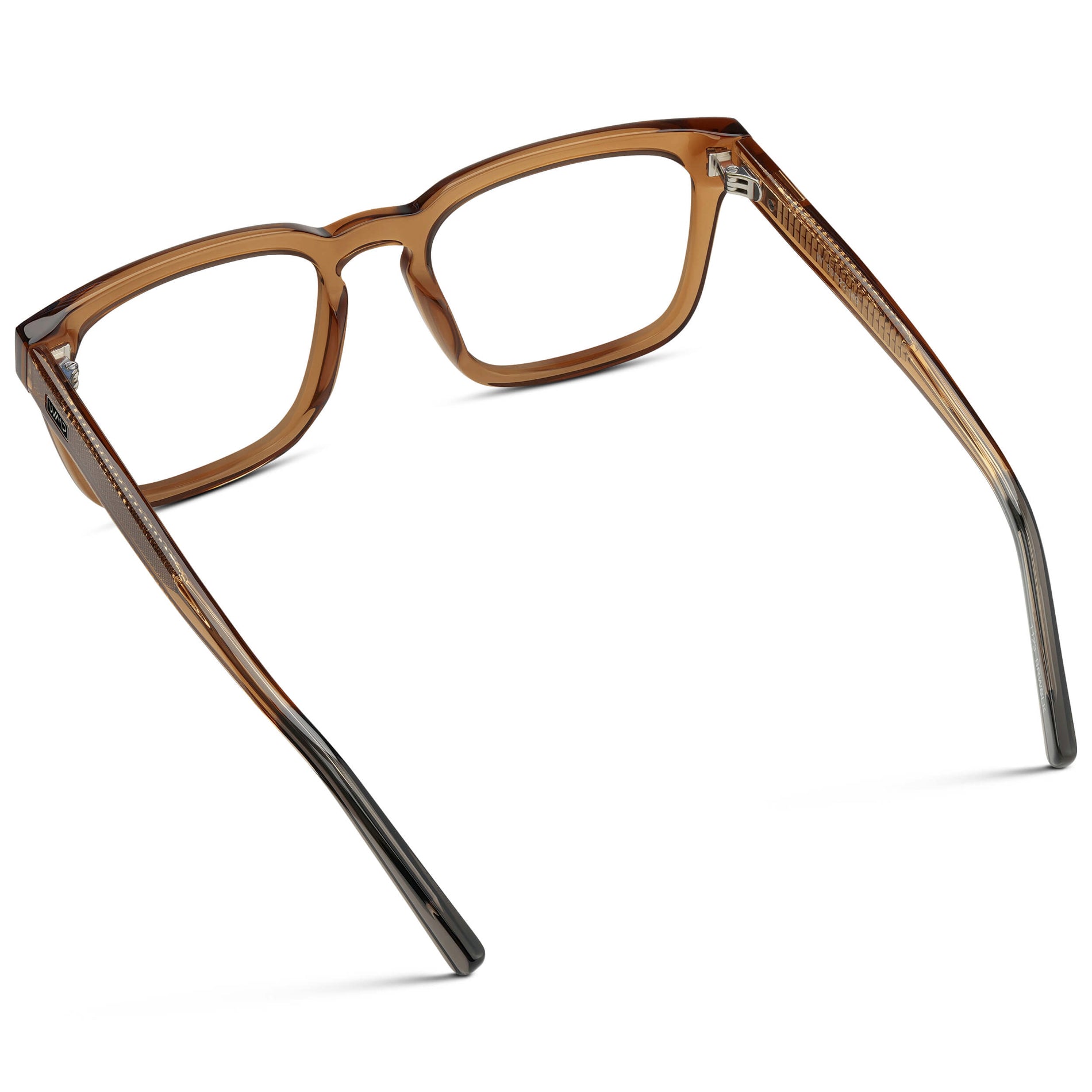 Crystal Brown || Men's Sleek Square Eyeglasses with Crystal Brown Acetate Frame and Clear Prescription Lens