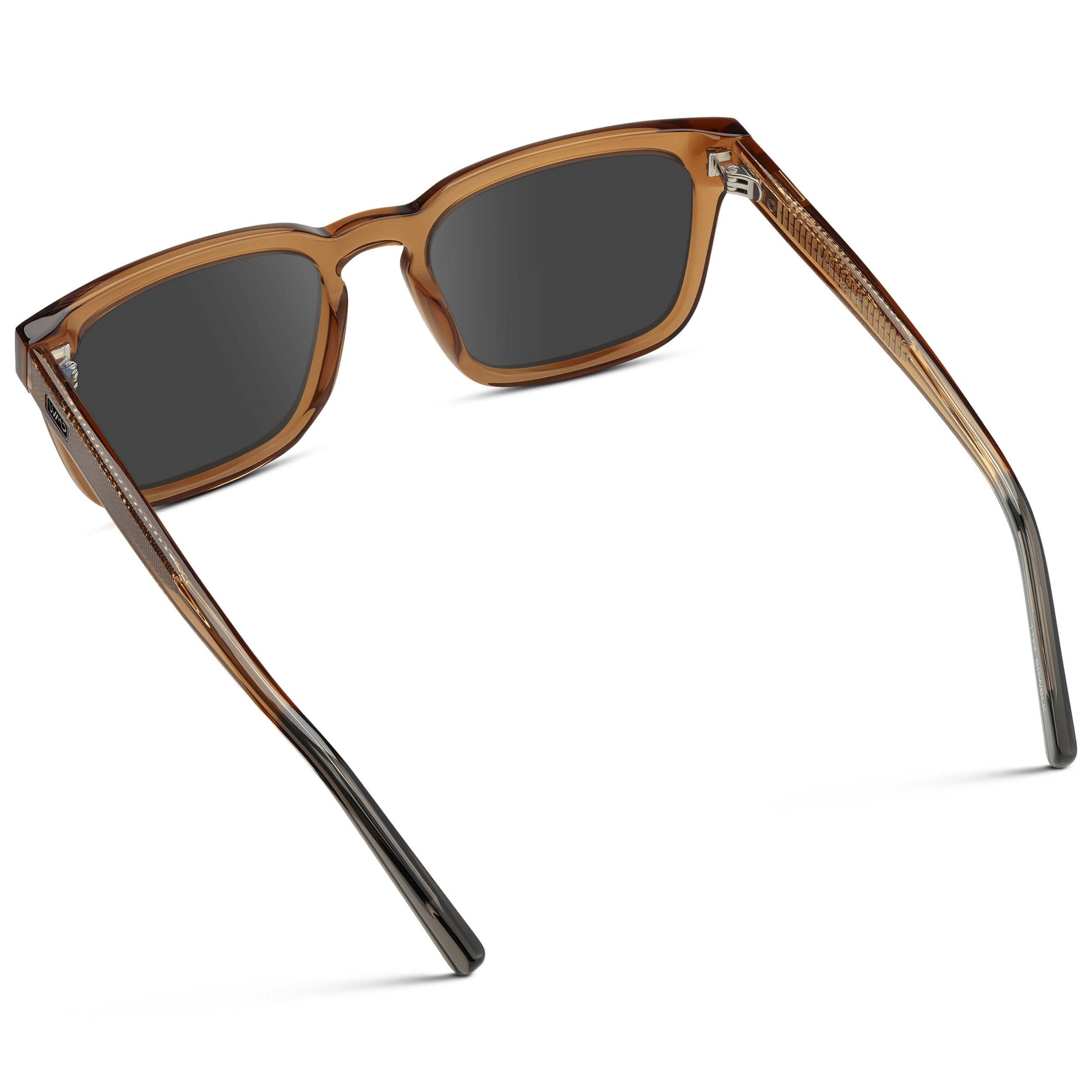 Crystal Brown / Grey || Men's Sleek Square Prescription Sunglasses with Crystal Brown Acetate Frame and Grey Prescription Lens