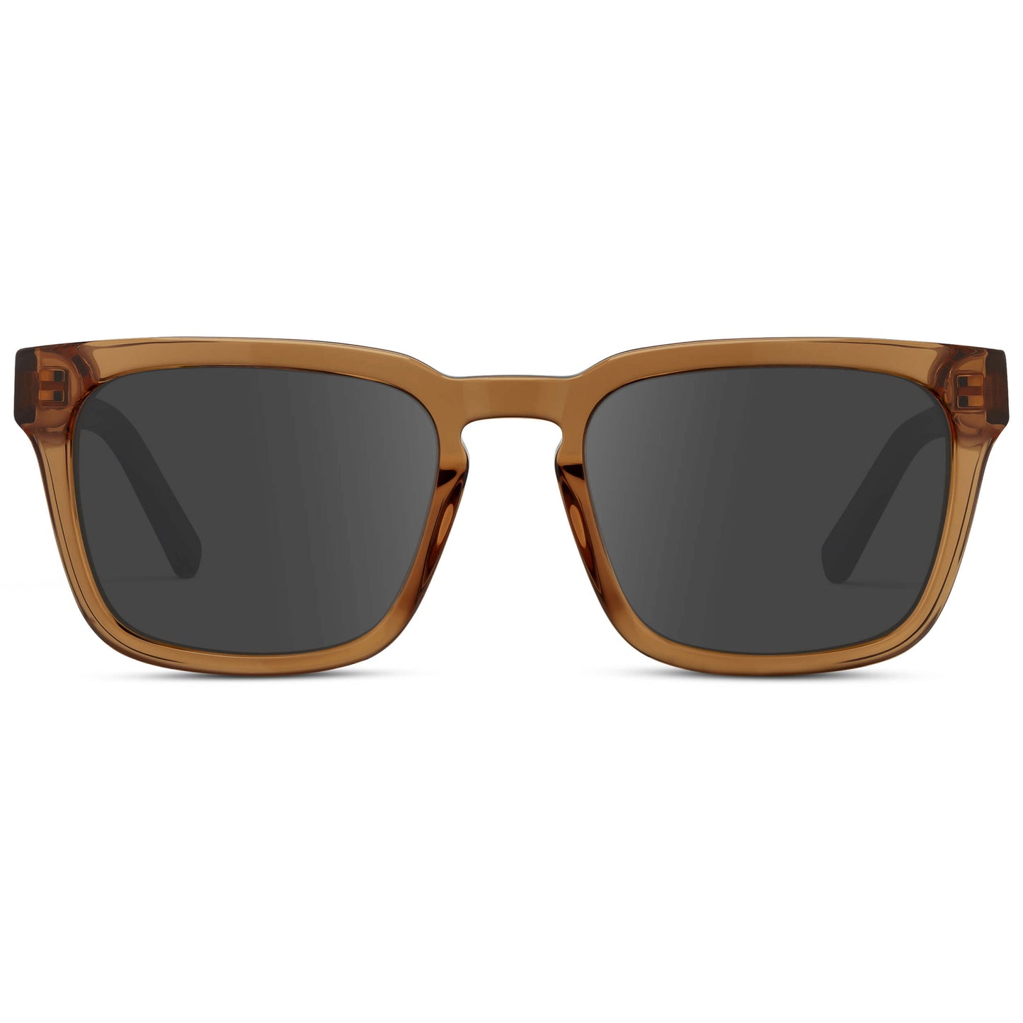 Crystal Brown / Grey || Men's Sleek Square Prescription Sunglasses with Crystal Brown Acetate Frame and Grey Prescription Lens