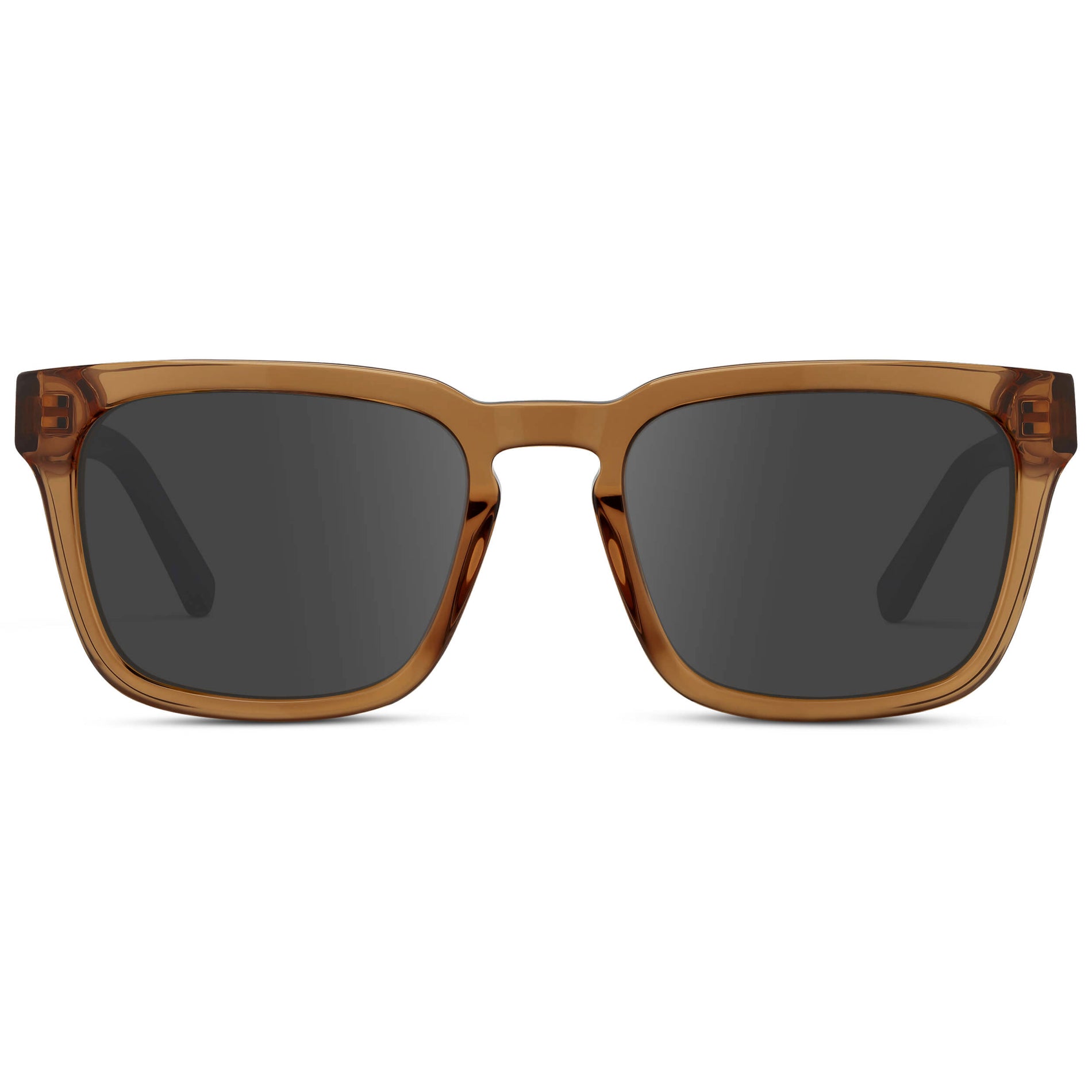 Crystal Brown / Grey || Men's Sleek Square Prescription Sunglasses with Crystal Brown Acetate Frame and Grey Prescription Lens
