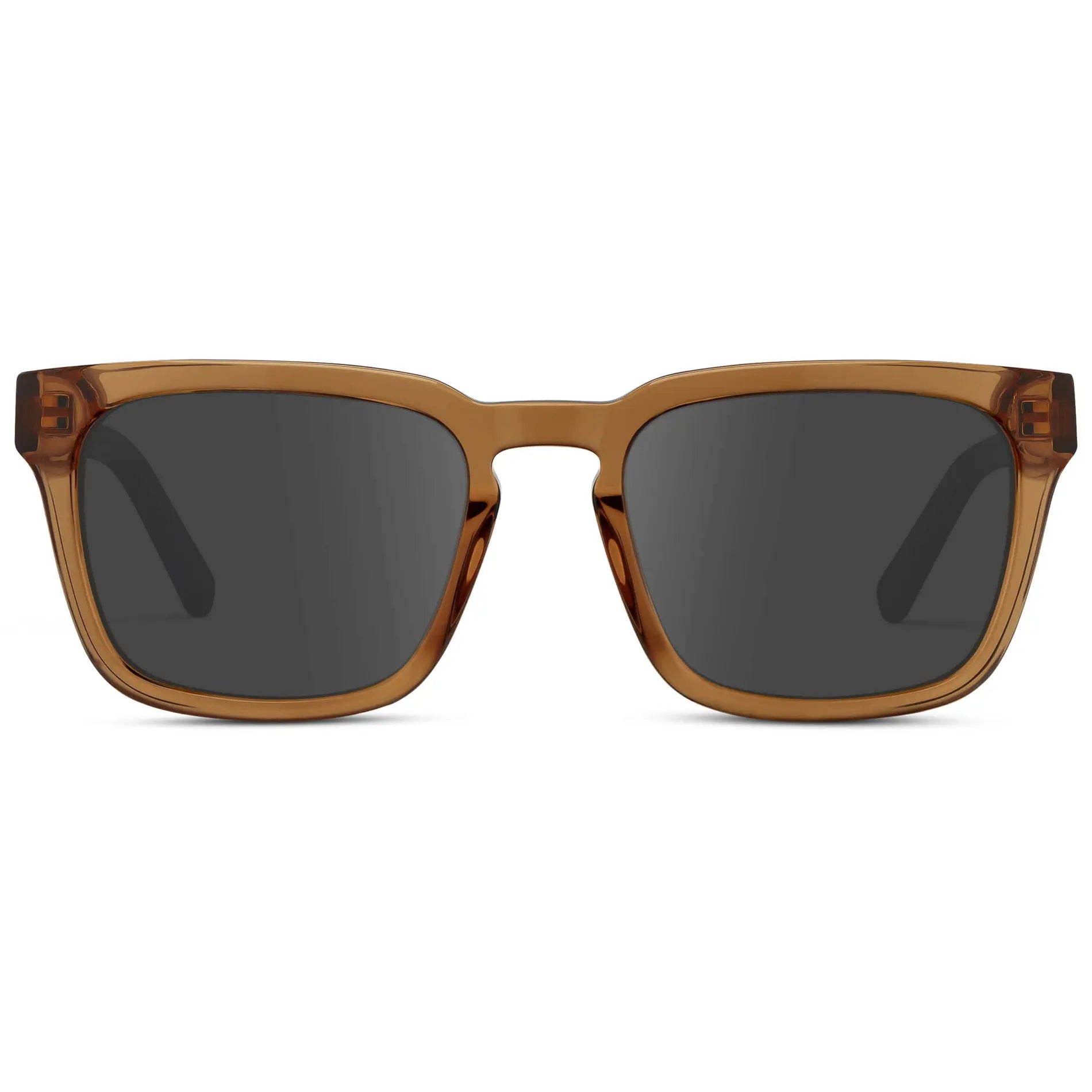 Crystal Brown / Grey || Men's Sleek Square Prescription Sunglasses with Crystal Brown Acetate Frame and Grey Prescription Lens