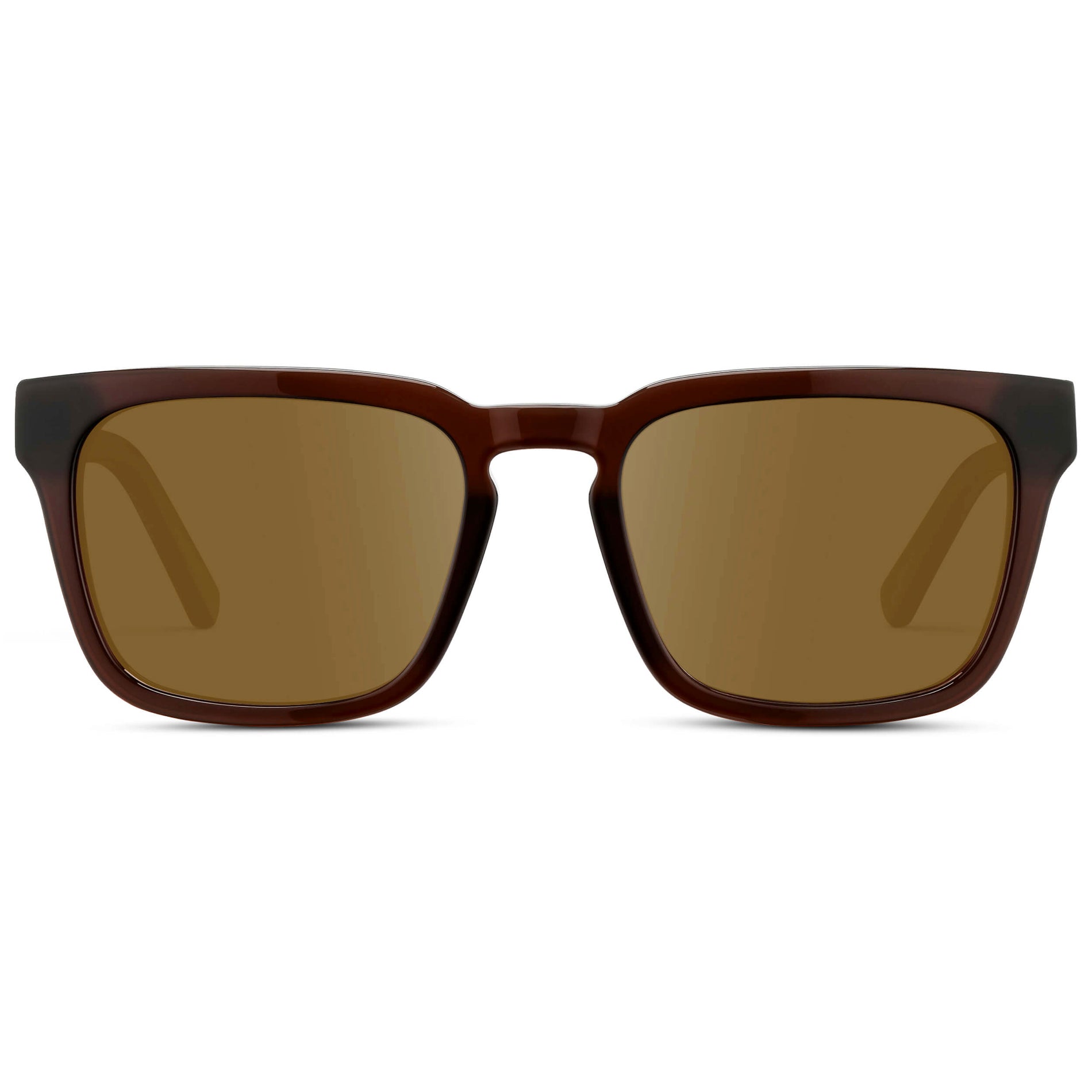 Burnt Cedar Brown / Amber || Men's Sleek Square Prescription Sunglasses with Burnt Cedar Brown Acetate Frame and Amber Prescription Lens