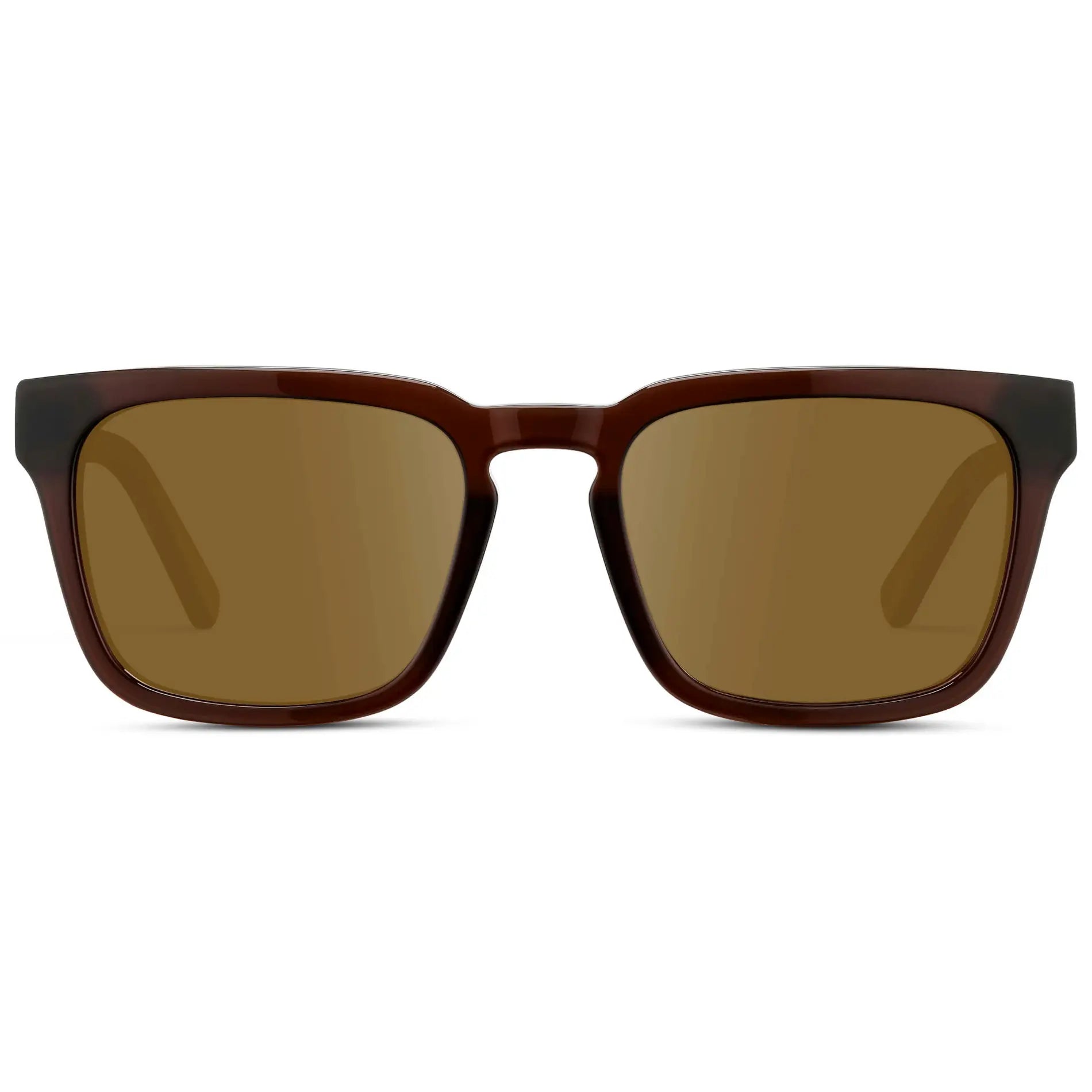 Burnt Cedar Brown / Amber || Men's Sleek Square Prescription Sunglasses with Burnt Cedar Brown Acetate Frame and Amber Prescription Lens