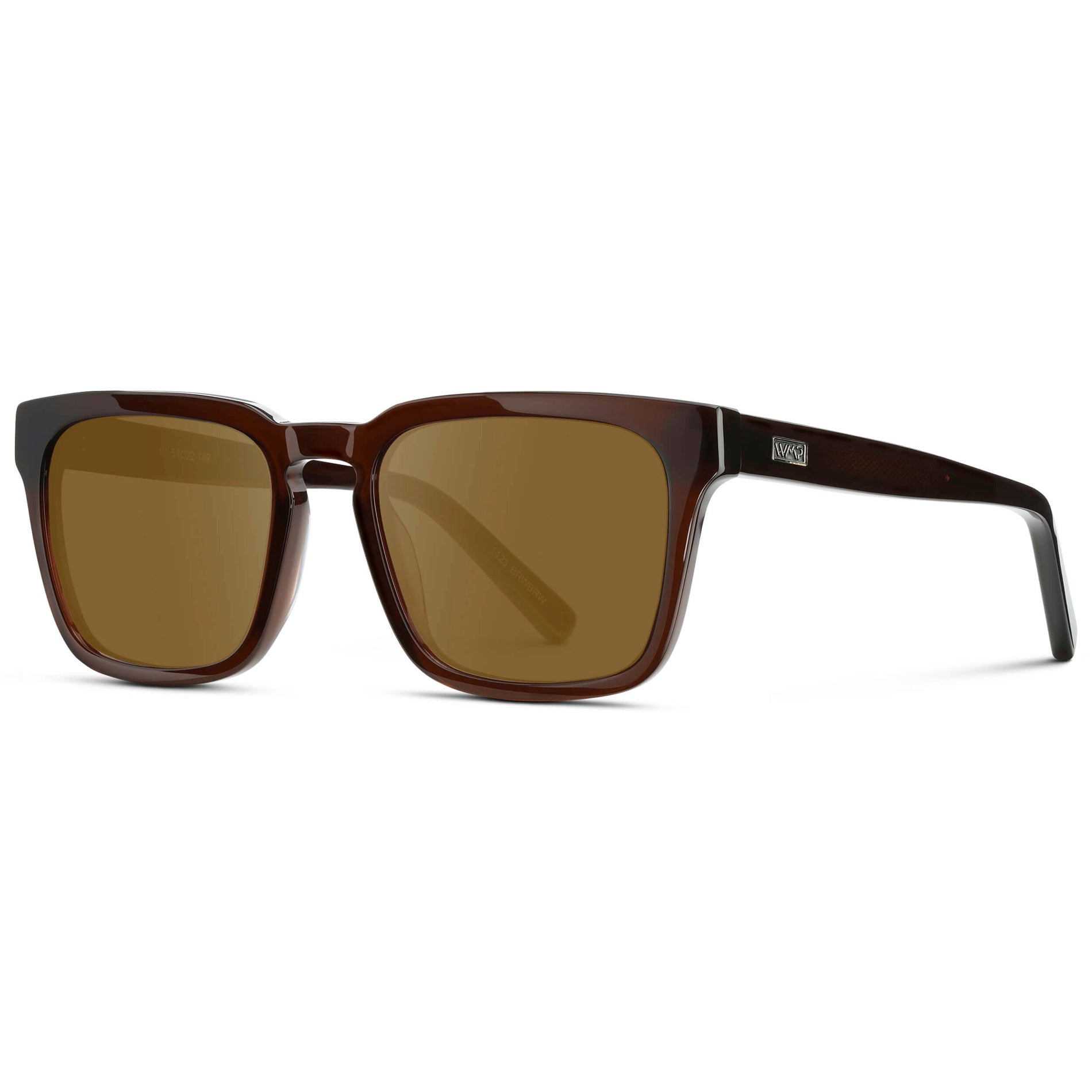 Burnt Cedar Brown / Amber || Men's Sleek Square Prescription Sunglasses with Burnt Cedar Brown Acetate Frame and Amber Prescription Lens