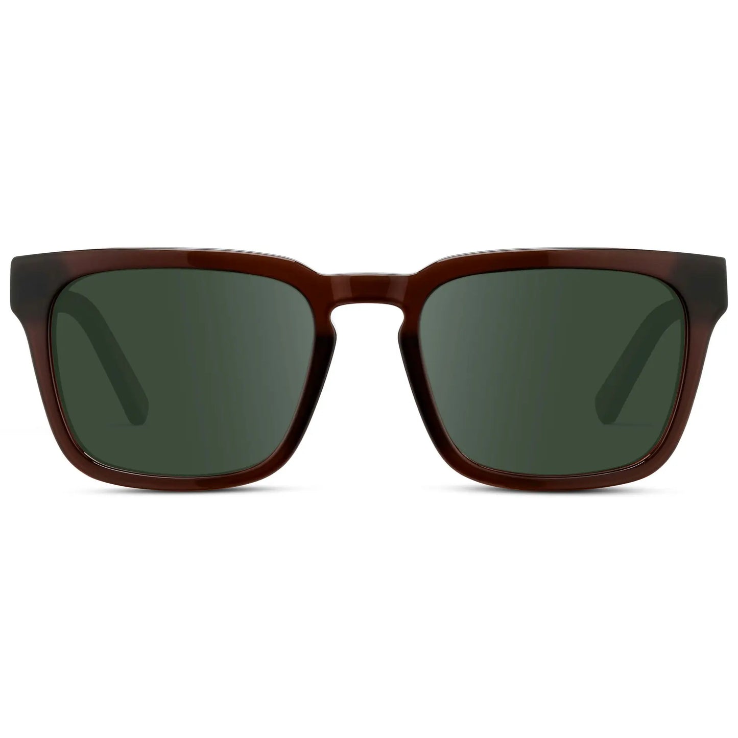 Burnt Cedar Brown / G15 || Men's Sleek Square Prescription Sunglasses with Burnt Cedar Brown Acetate Frame and Green Prescription Lens