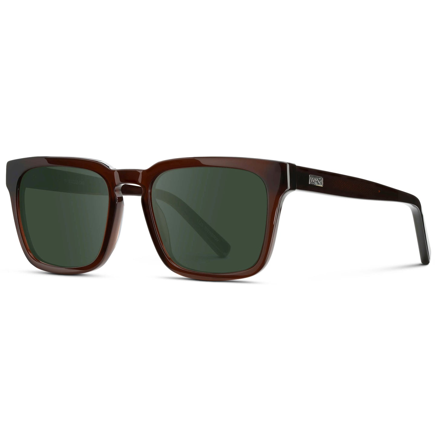 Burnt Cedar Brown / G15 || Men's Sleek Square Prescription Sunglasses with Burnt Cedar Brown Acetate Frame and Green Prescription Lens