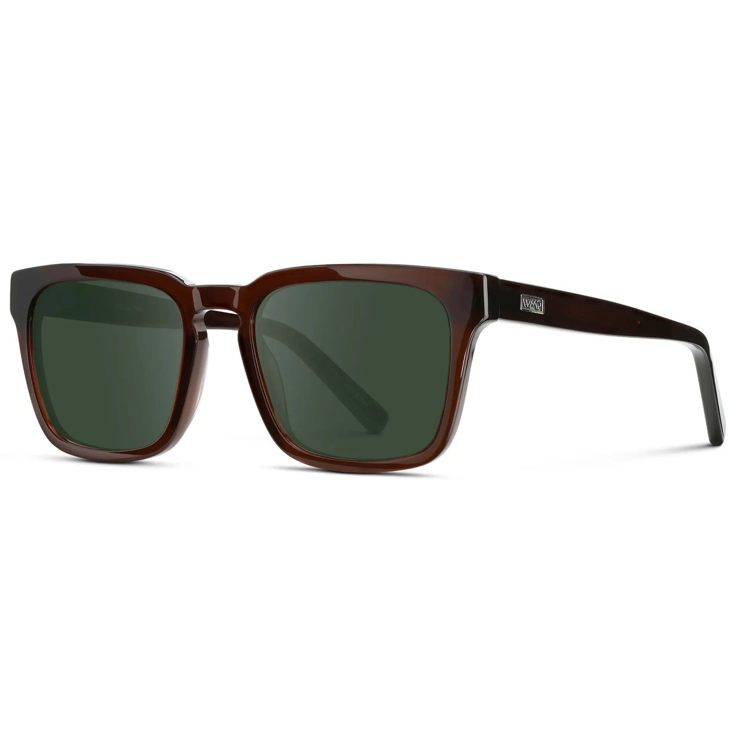 Burnt Cedar Brown / G15 || Men's Sleek Square Prescription Sunglasses with Burnt Cedar Brown Acetate Frame and Green Prescription Lens
