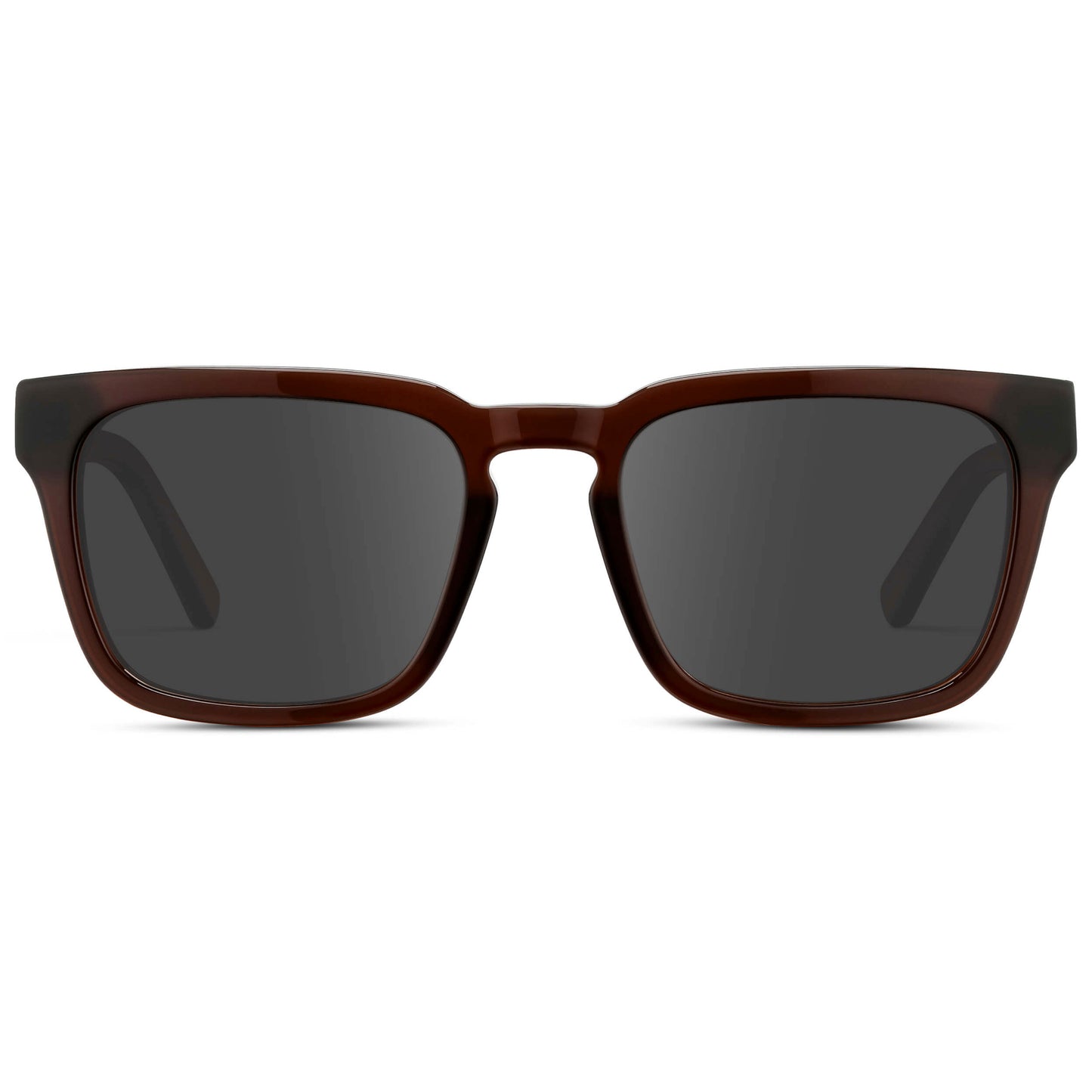 Burnt Cedar Brown / Grey || Men's Sleek Square Prescription Sunglasses with Burnt Cedar Brown Acetate Frame and Grey Prescription Lens