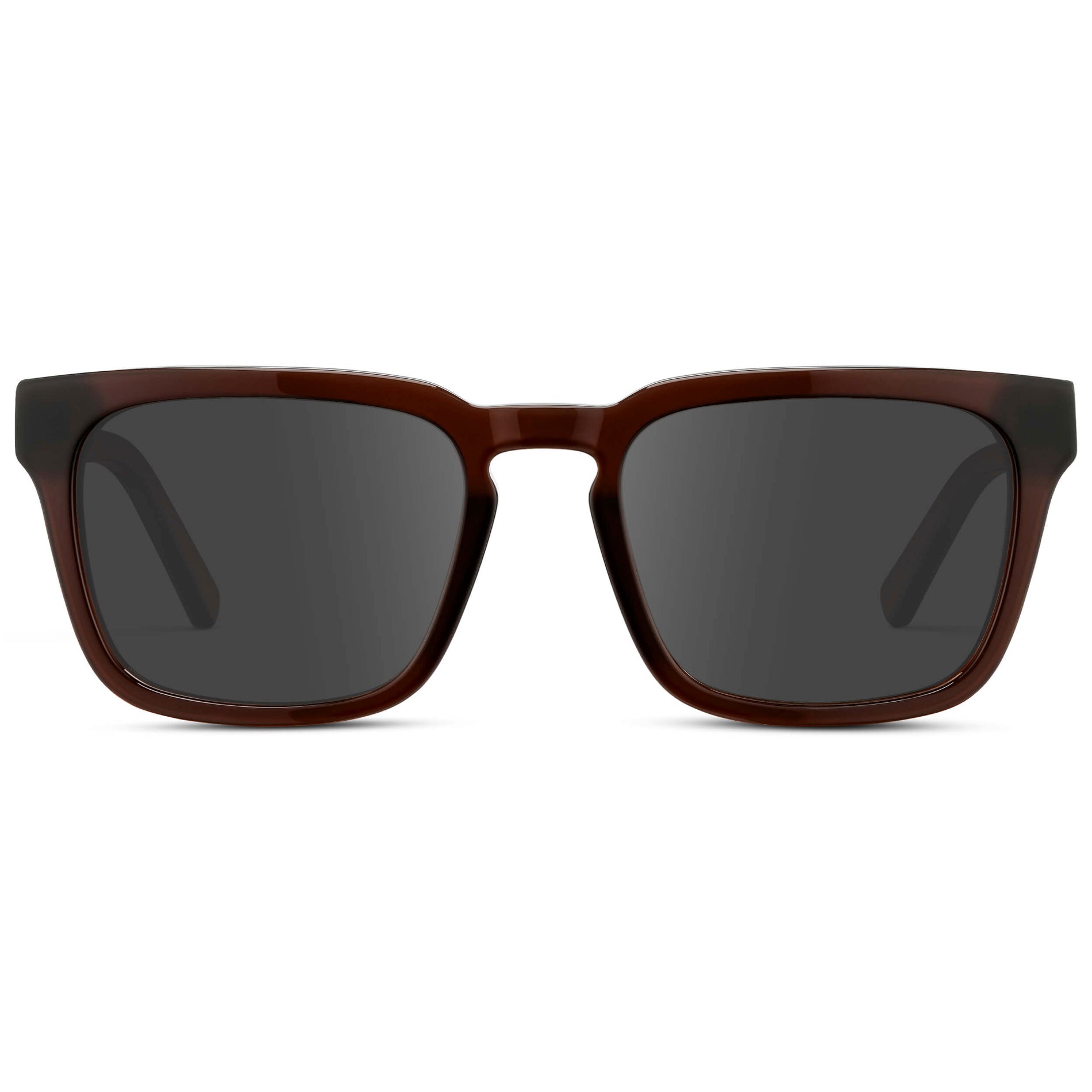 Burnt Cedar Brown / Grey || Men's Sleek Square Prescription Sunglasses with Burnt Cedar Brown Acetate Frame and Grey Prescription Lens