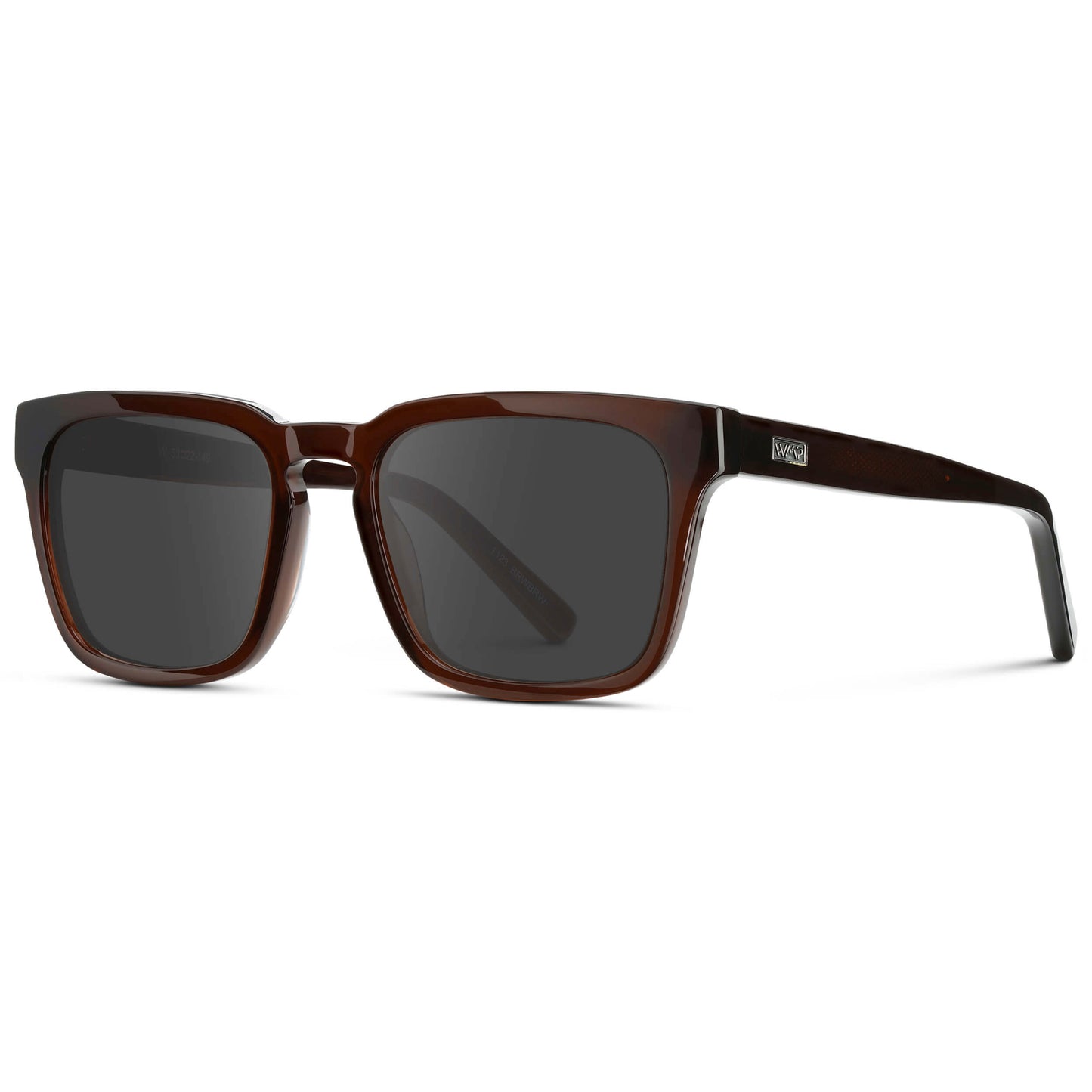 Burnt Cedar Brown / Grey || Men's Sleek Square Prescription Sunglasses with Burnt Cedar Brown Acetate Frame and Grey Prescription Lens