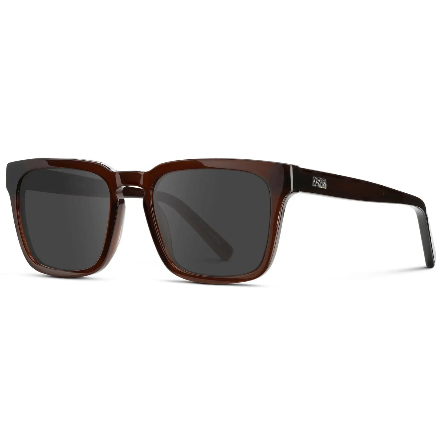 Burnt Cedar Brown / Grey || Men's Sleek Square Prescription Sunglasses with Burnt Cedar Brown Acetate Frame and Grey Prescription Lens