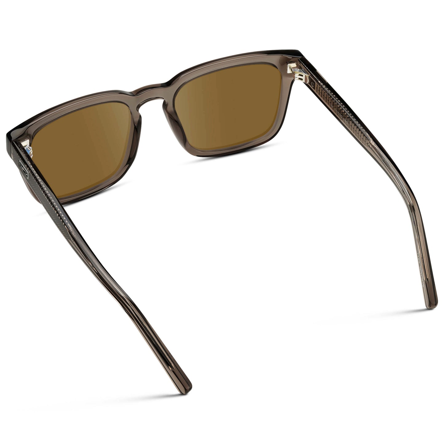 Crystal Gunmetal / Amber || Men's Sleek Square Prescription Sunglasses with Crystal Gunmetal Acetate Frame and Amber Prescription Lens