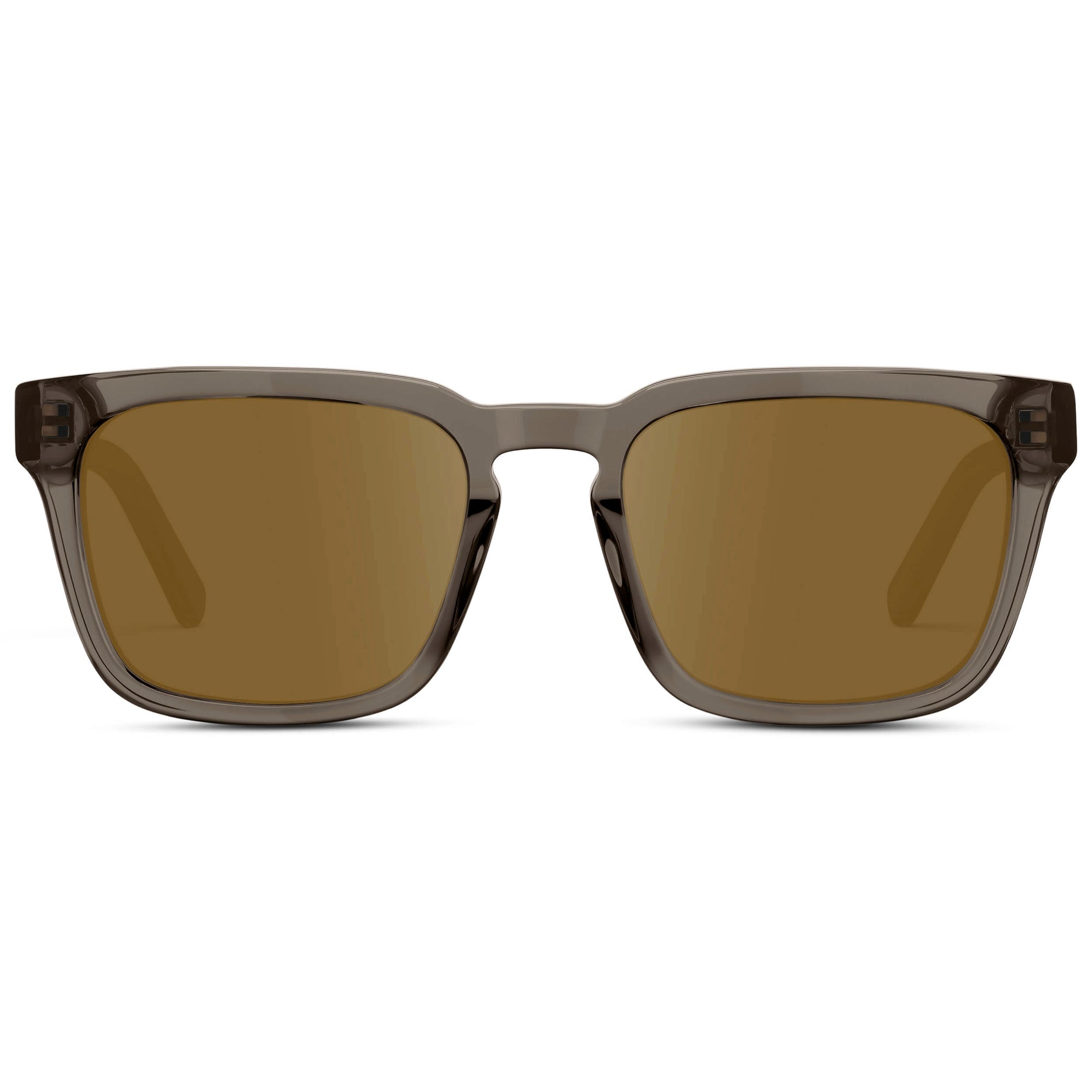 Crystal Gunmetal / Amber || Men's Sleek Square Prescription Sunglasses with Crystal Gunmetal Acetate Frame and Amber Prescription Lens