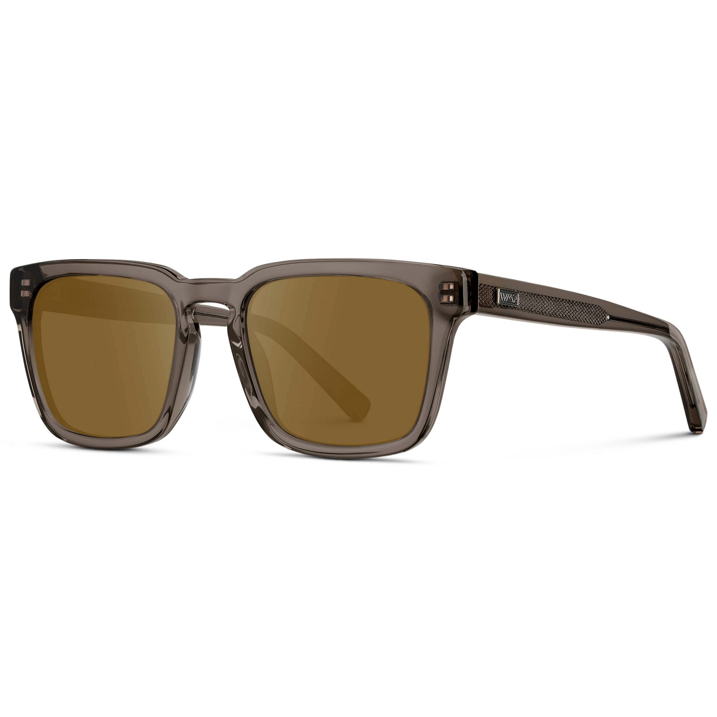 Crystal Gunmetal / Amber || Men's Sleek Square Prescription Sunglasses with Crystal Gunmetal Acetate Frame and Amber Prescription Lens