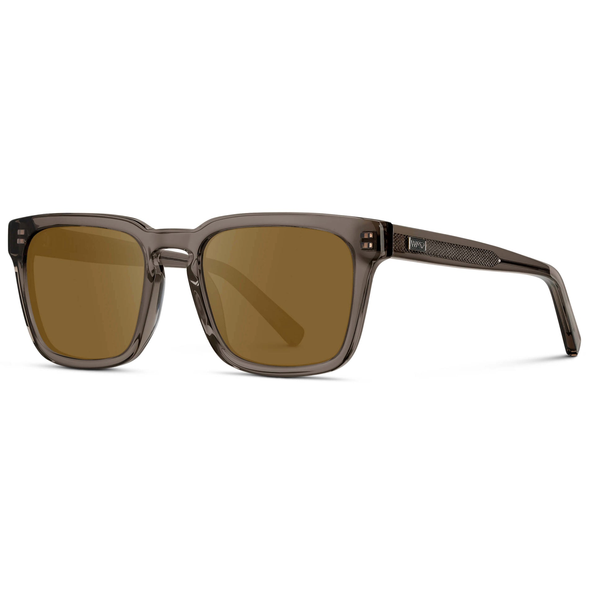 Crystal Gunmetal / Amber || Men's Sleek Square Prescription Sunglasses with Crystal Gunmetal Acetate Frame and Amber Prescription Lens