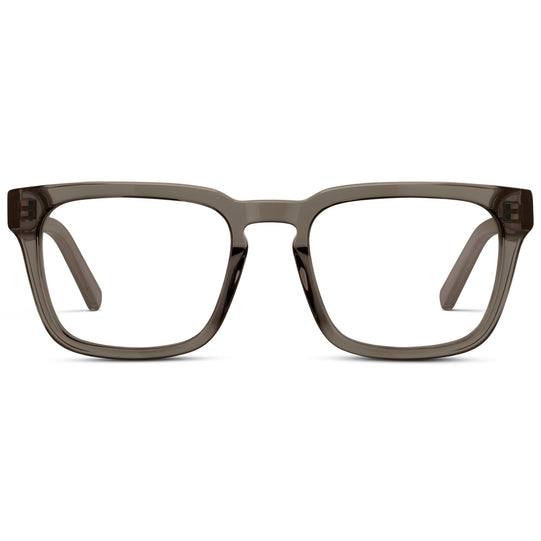 Crystal Gunmetal || Men's Sleek Square Eyeglasses with Crystal Gunmetal Acetate Frame and Clear Prescription Lens