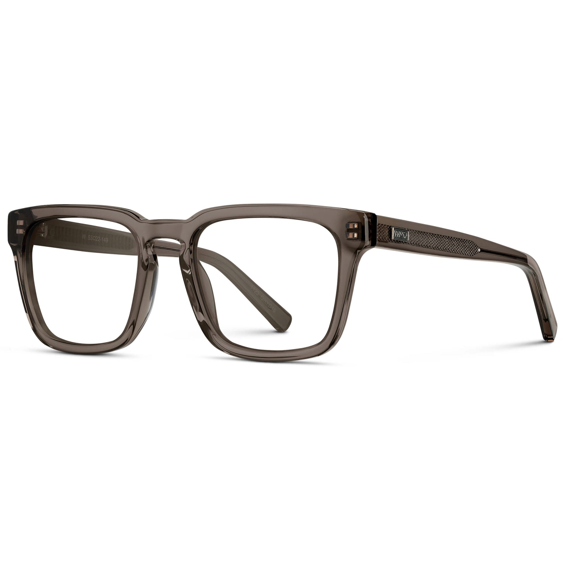 Crystal Gunmetal || Men's Sleek Square Eyeglasses with Crystal Gunmetal Acetate Frame and Clear Prescription Lens